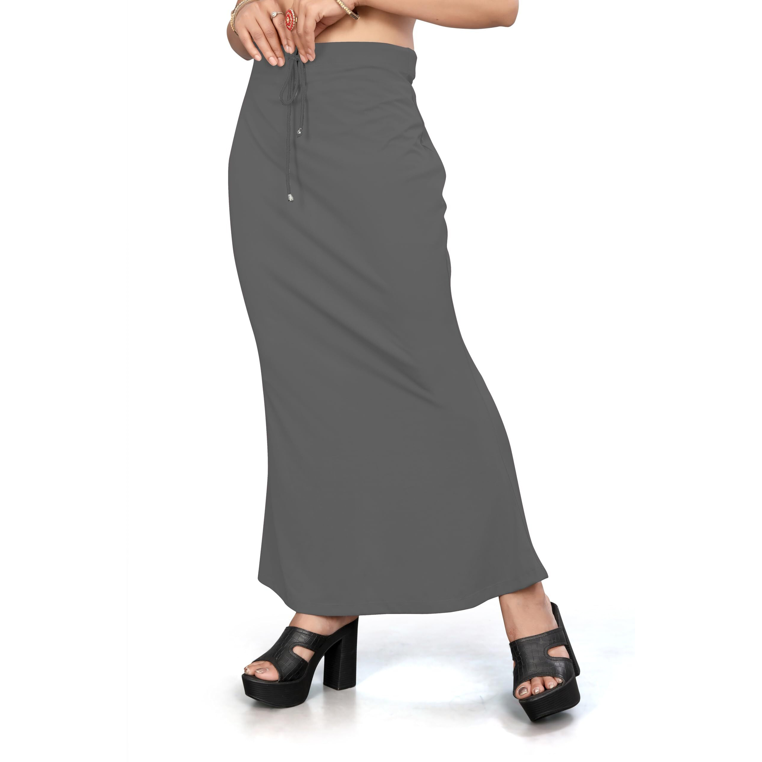 Yashika Present Lycra Saree Shapewear Petticoat for Women||Straight Fit Petticoat Saree Silhouette Shape Wear Dress for Saree|| AZ-YS-OG-Shaper Dark Grey-S