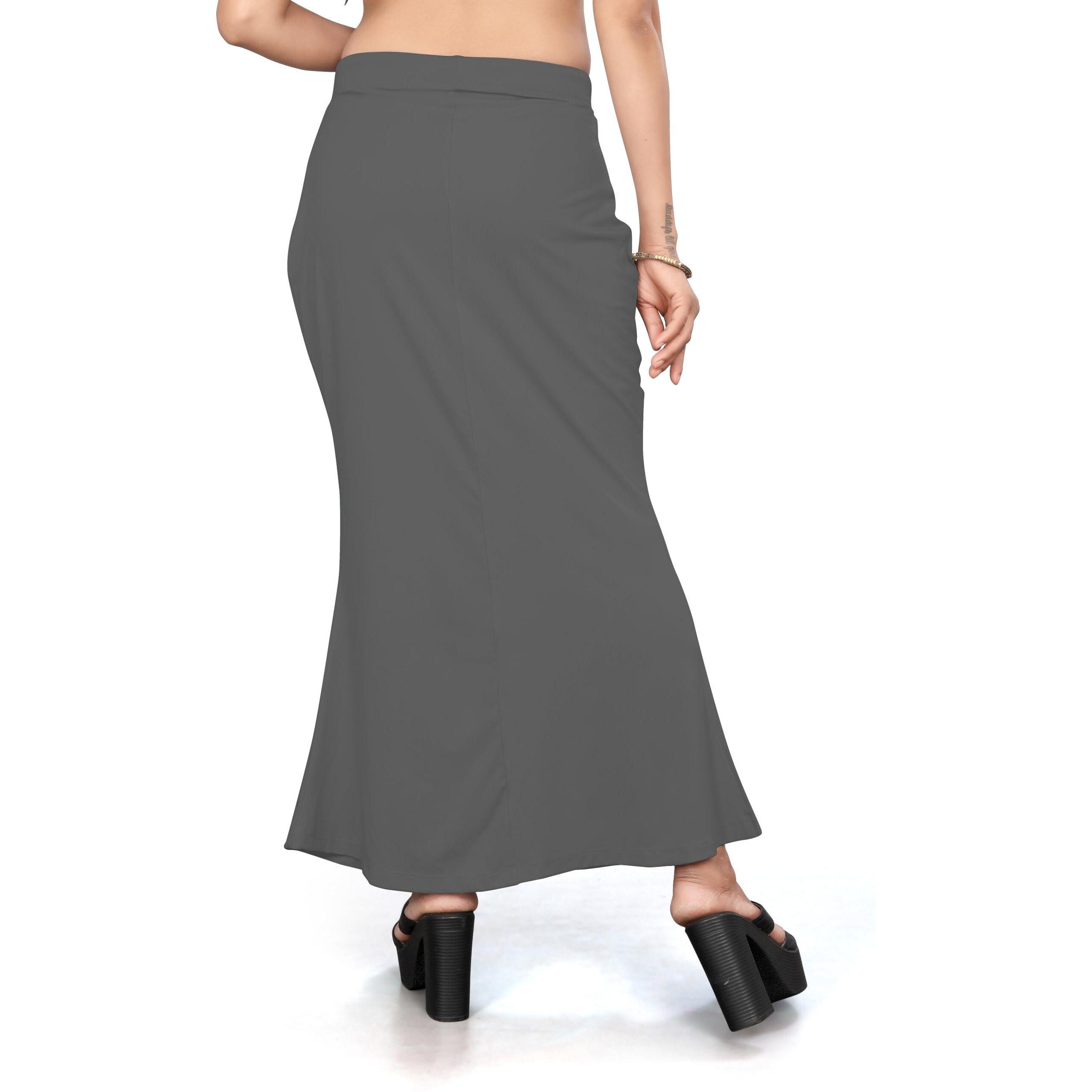 Yashika Present Lycra Saree Shapewear Petticoat for Women||Straight Fit Petticoat Saree Silhouette Shape Wear Dress for Saree|| AZ-YS-OG-Shaper Dark Grey-S