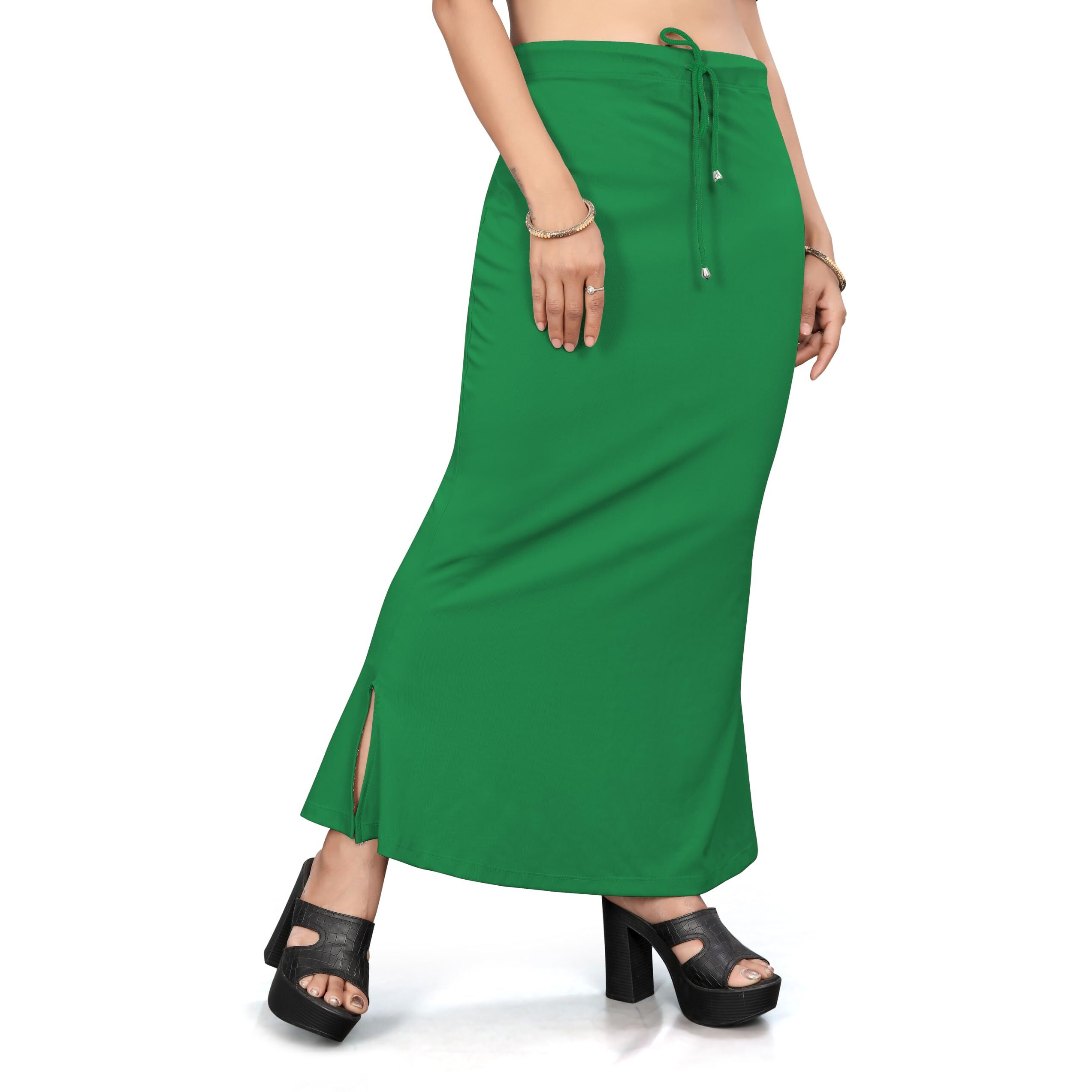 Yashika Present Lycra Saree Shapewear Petticoat for Women||Straight Fit Petticoat Saree Silhouette Shape Wear Dress for Saree|| AZ-YS-OG-Shaper Green-M