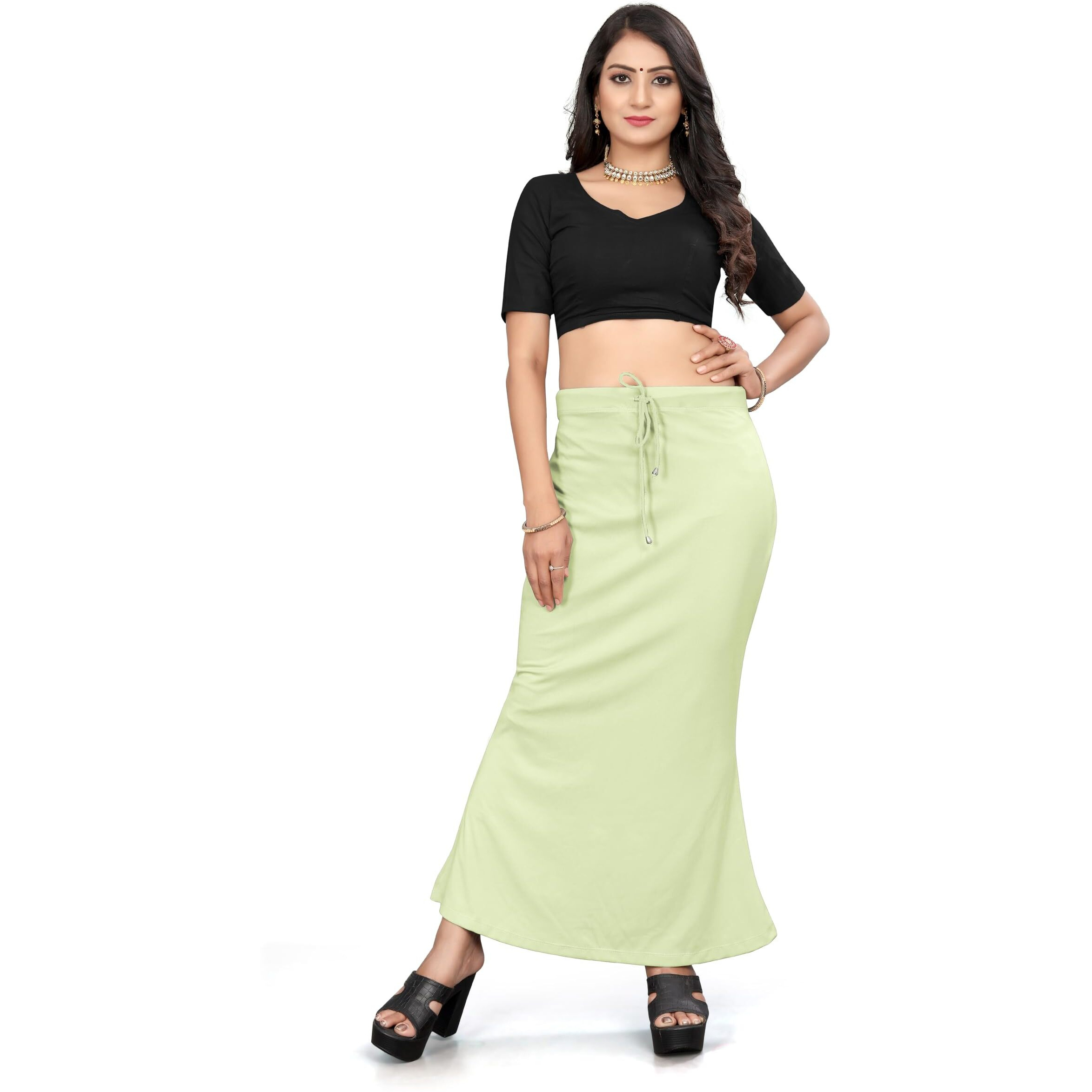 Yashika Present Lycra Saree Shapewear Petticoat for Women||Straight Fit Petticoat Saree Silhouette Shape Wear Dress for Saree|| AZ-YS-OG-Shaper Mint Green-M