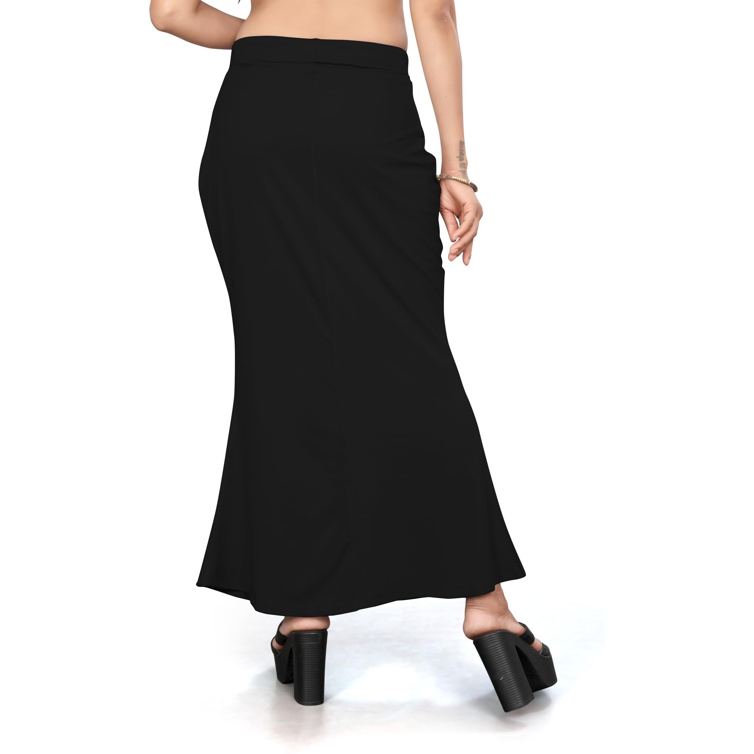 Yashika Present Lycra Saree Shapewear Petticoat for Women||Straight Fit Petticoat Saree Silhouette Shape Wear Dress for Saree|| AZ-YS-OG-Shaper Black-M