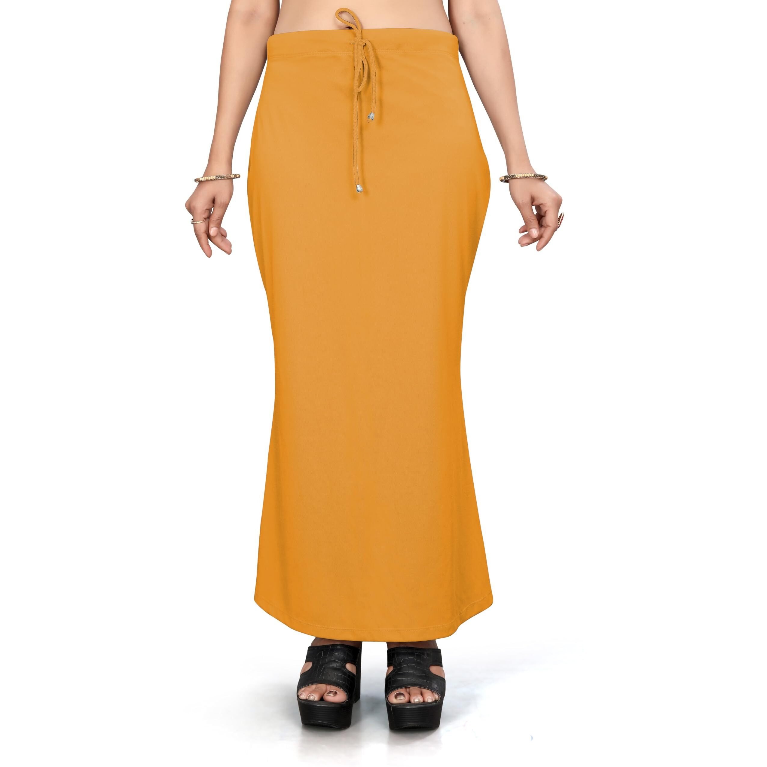 Yashika Present Lycra Saree Shapewear Petticoat for Women||Straight Fit Petticoat Saree Silhouette Shape Wear Dress for Saree|| AZ-YS-OG-Shaper Mustard-XXL