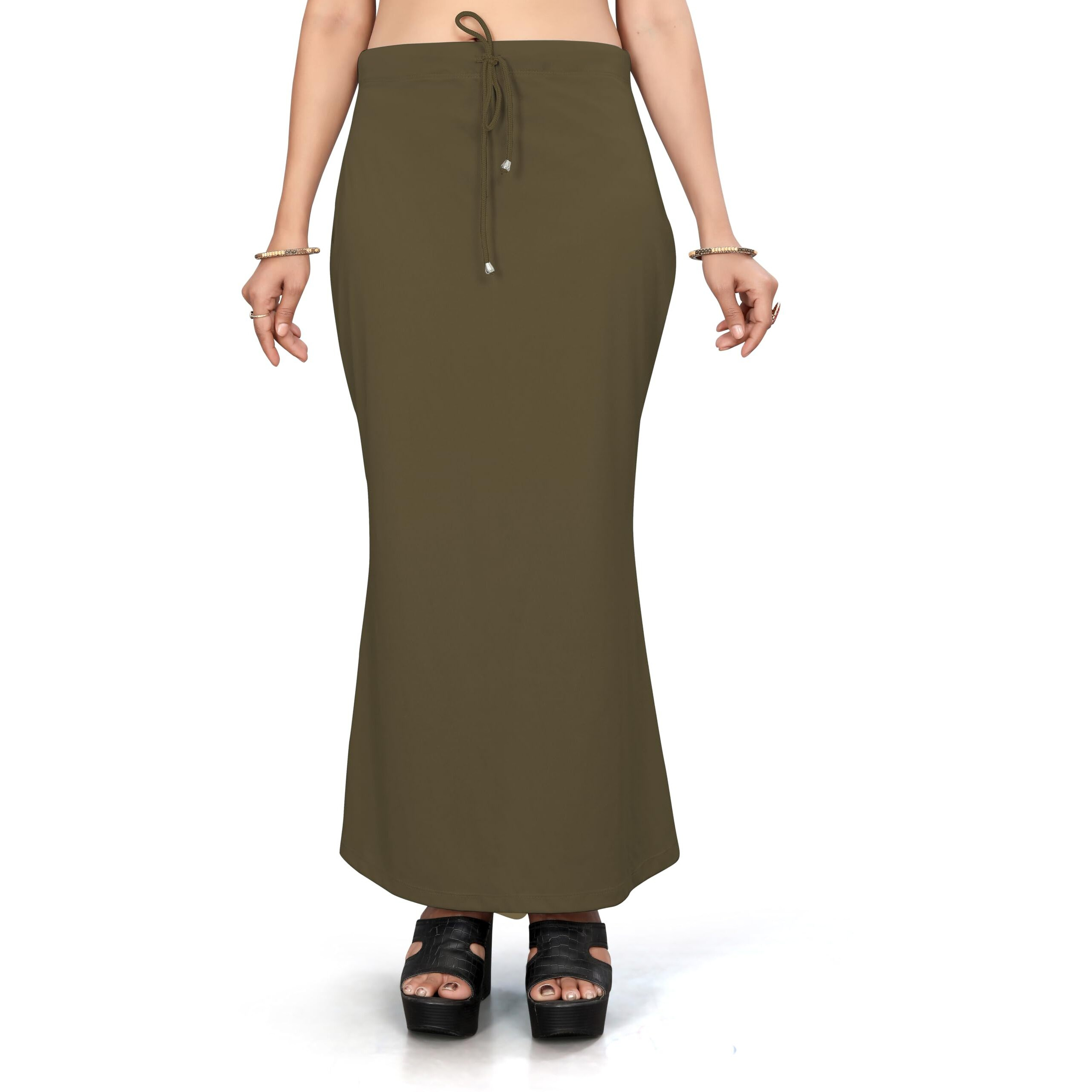 Yashika Present Lycra Saree Shapewear Petticoat for Women||Straight Fit Petticoat Saree Silhouette Shape Wear Dress for Saree|| AZ-YS-OG-Shaper OLIVE-3XL