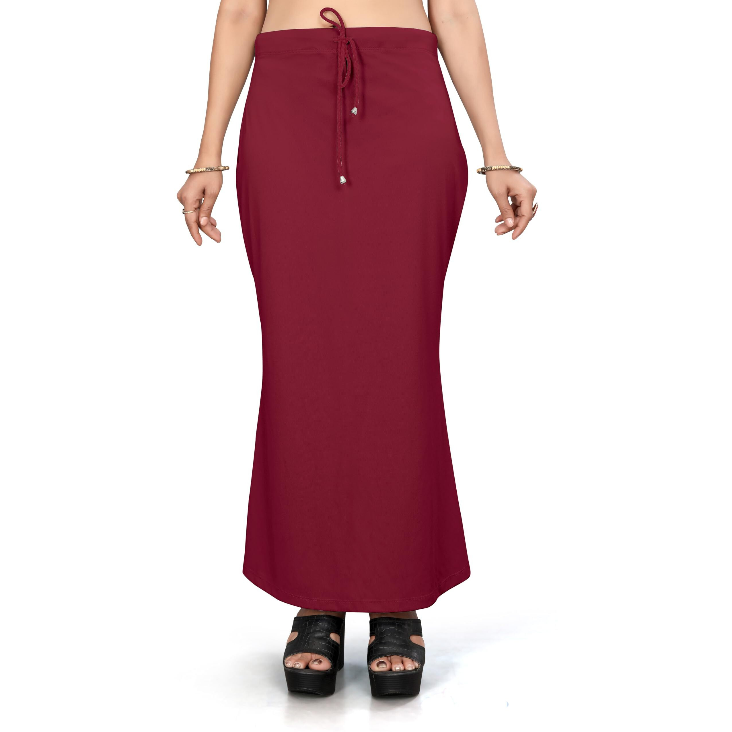 Yashika Present Lycra Saree Shapewear Petticoat for Women||Straight Fit Petticoat Saree Silhouette Shape Wear Dress for Saree|| AZ-YS-OG-Shaper Maroon-S