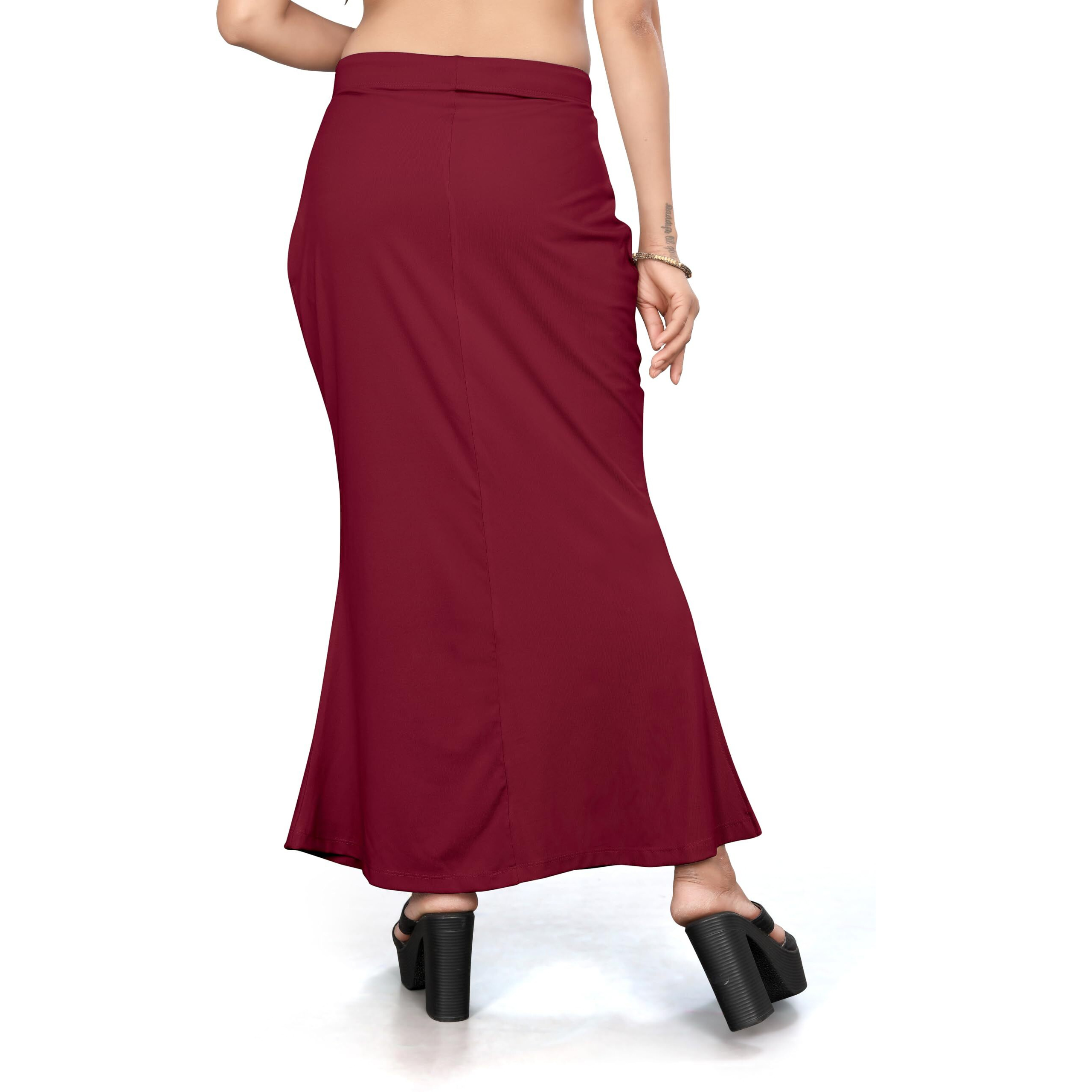 Yashika Present Lycra Saree Shapewear Petticoat for Women||Straight Fit Petticoat Saree Silhouette Shape Wear Dress for Saree|| AZ-YS-OG-Shaper Maroon-S