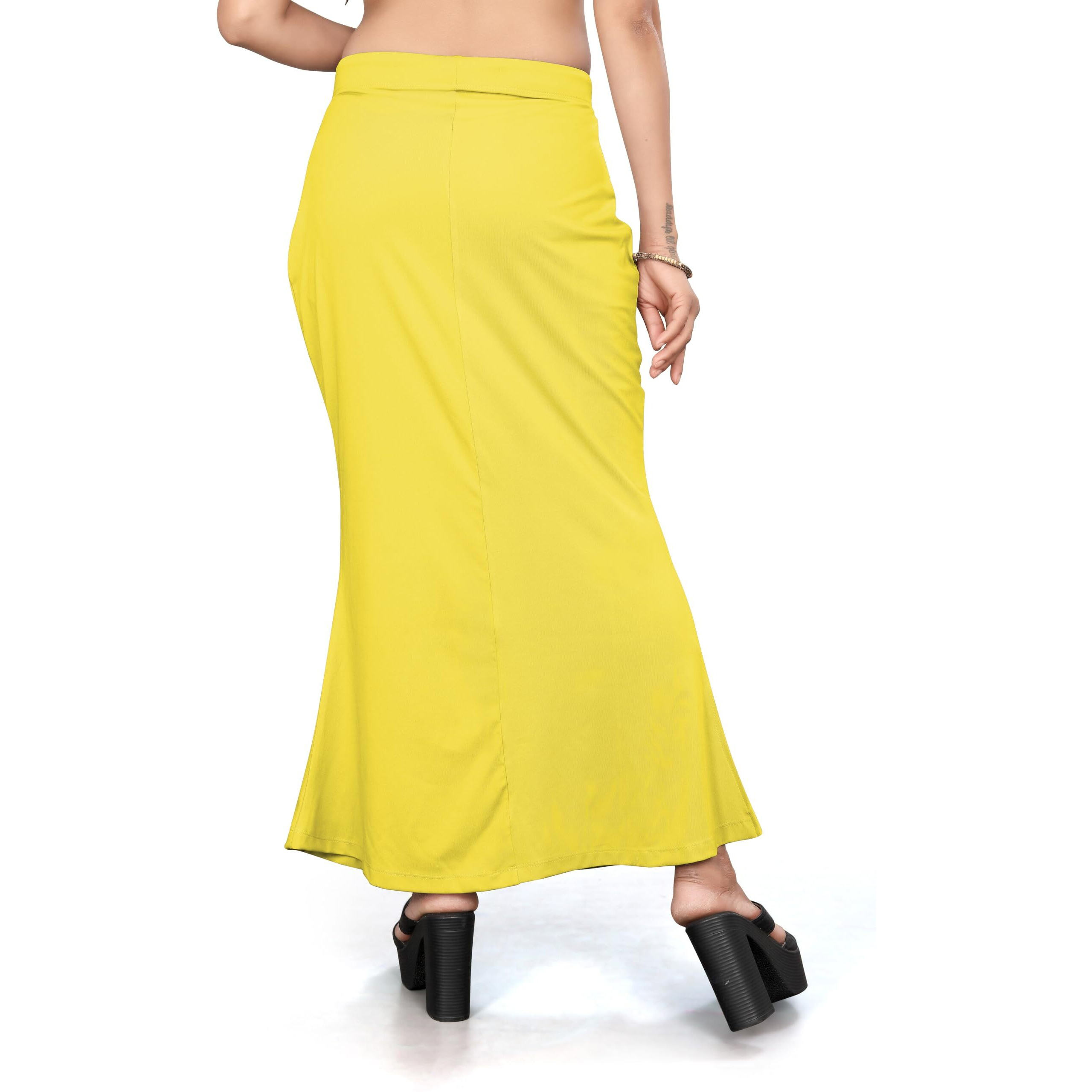 Yashika Present Lycra Saree Shapewear Petticoat for Women||Straight Fit Petticoat Saree Silhouette Shape Wear Dress for Saree|| AZ-YS-OG-Shaper Lemon-XL