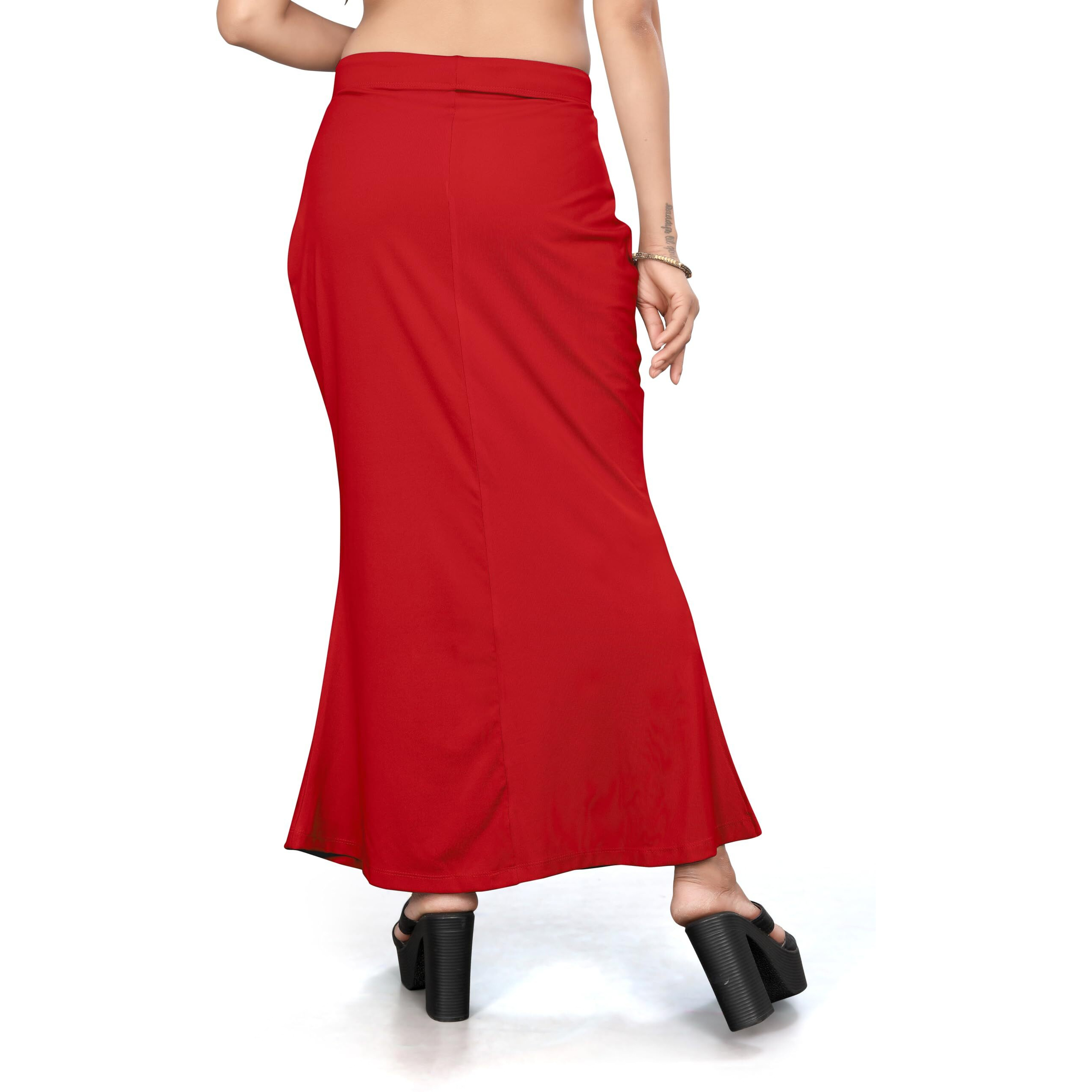 Yashika Present Lycra Saree Shapewear Petticoat for Women||Straight Fit Petticoat Saree Silhouette Shape Wear Dress for Saree|| AZ-YS-OG-Shaper RED-S