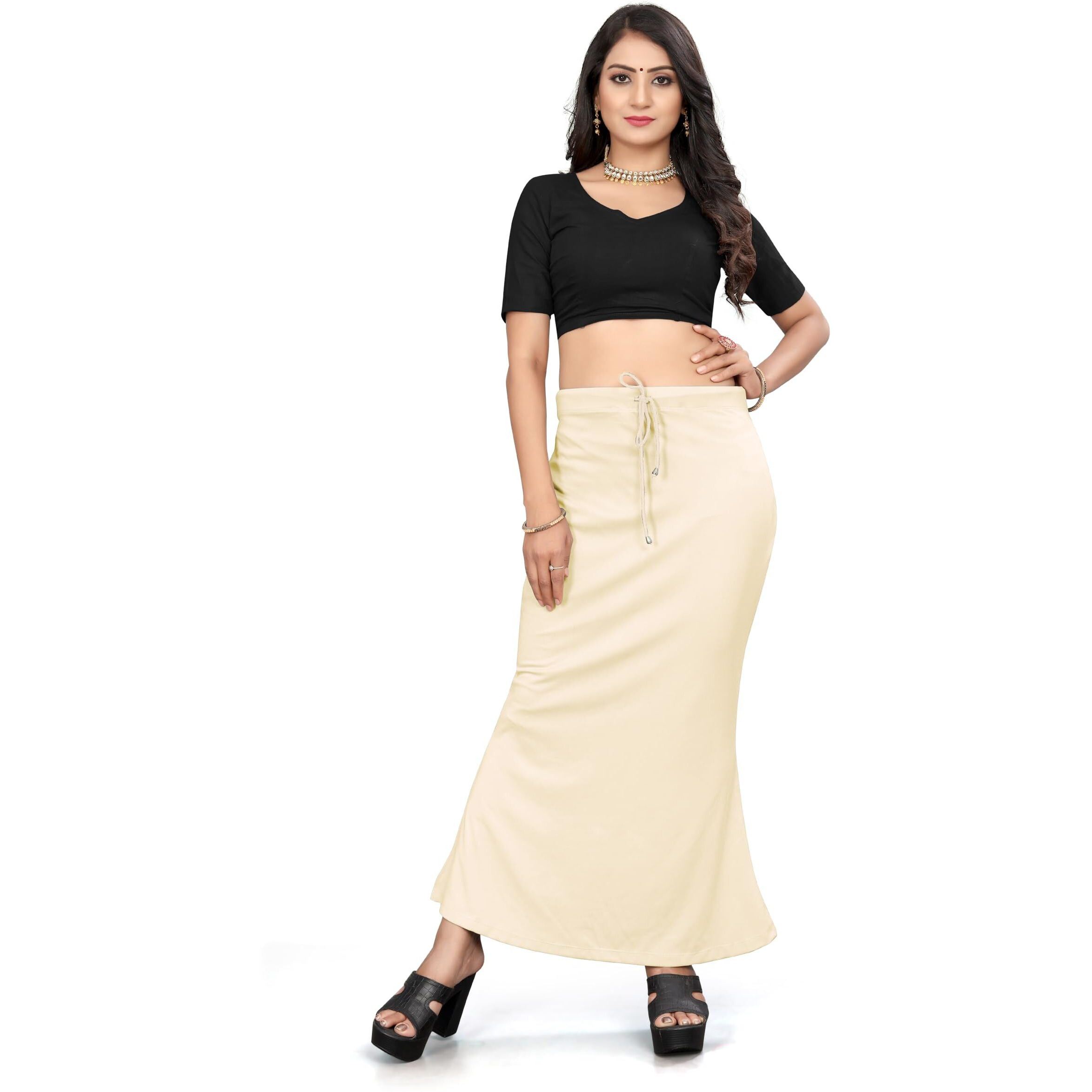 Yashika Present Lycra Saree Shapewear Petticoat for Women||Straight Fit Petticoat Saree Silhouette Shape Wear Dress for Saree|| AZ-YS-OG-Shaper Beige-L