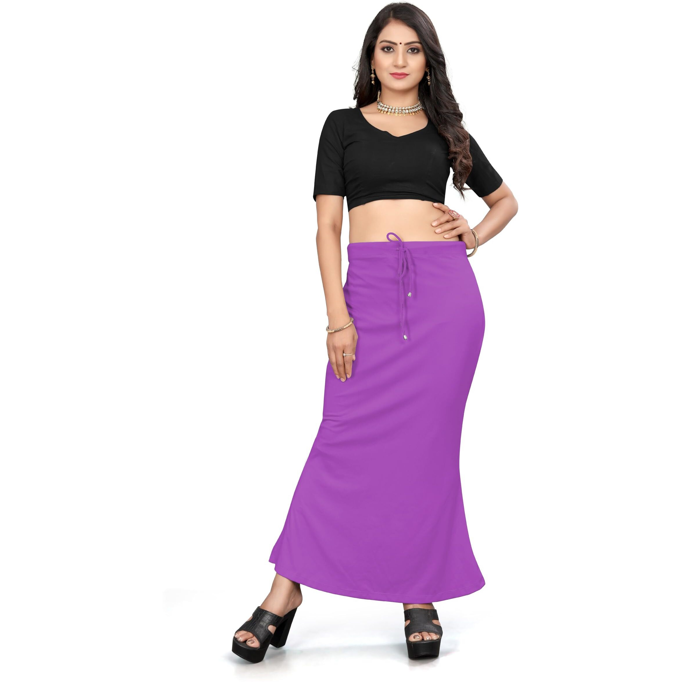 Yashika Present Lycra Saree Shapewear Petticoat for Women||Straight Fit Petticoat Saree Silhouette Shape Wear Dress for Saree|| AZ-YS-OG-SHAPER PURPLE-L