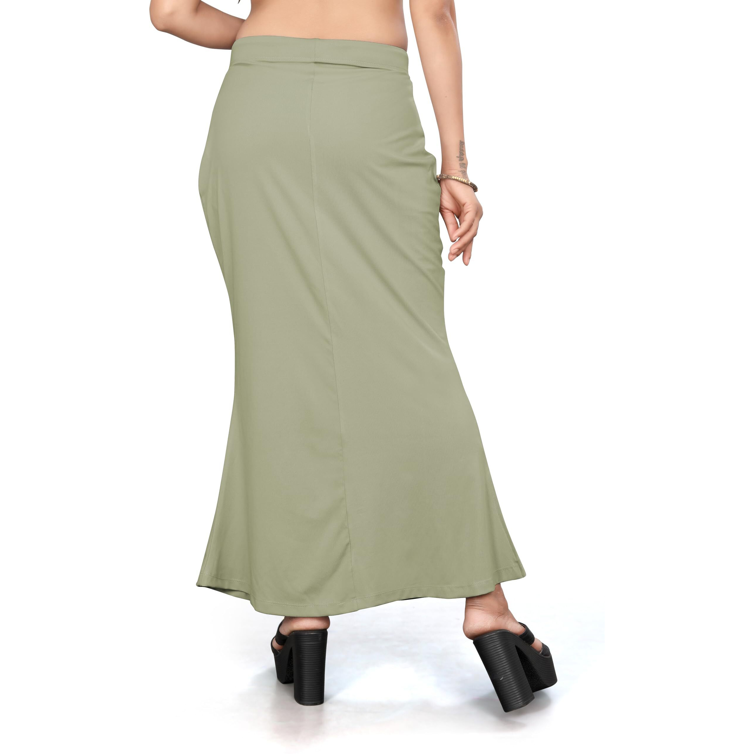 Yashika Present Lycra Saree Shapewear Petticoat for Women||Straight Fit Petticoat Saree Silhouette Shape Wear Dress for Saree|| AZ-YS-OG-Shaper Cement GREEN-3XL