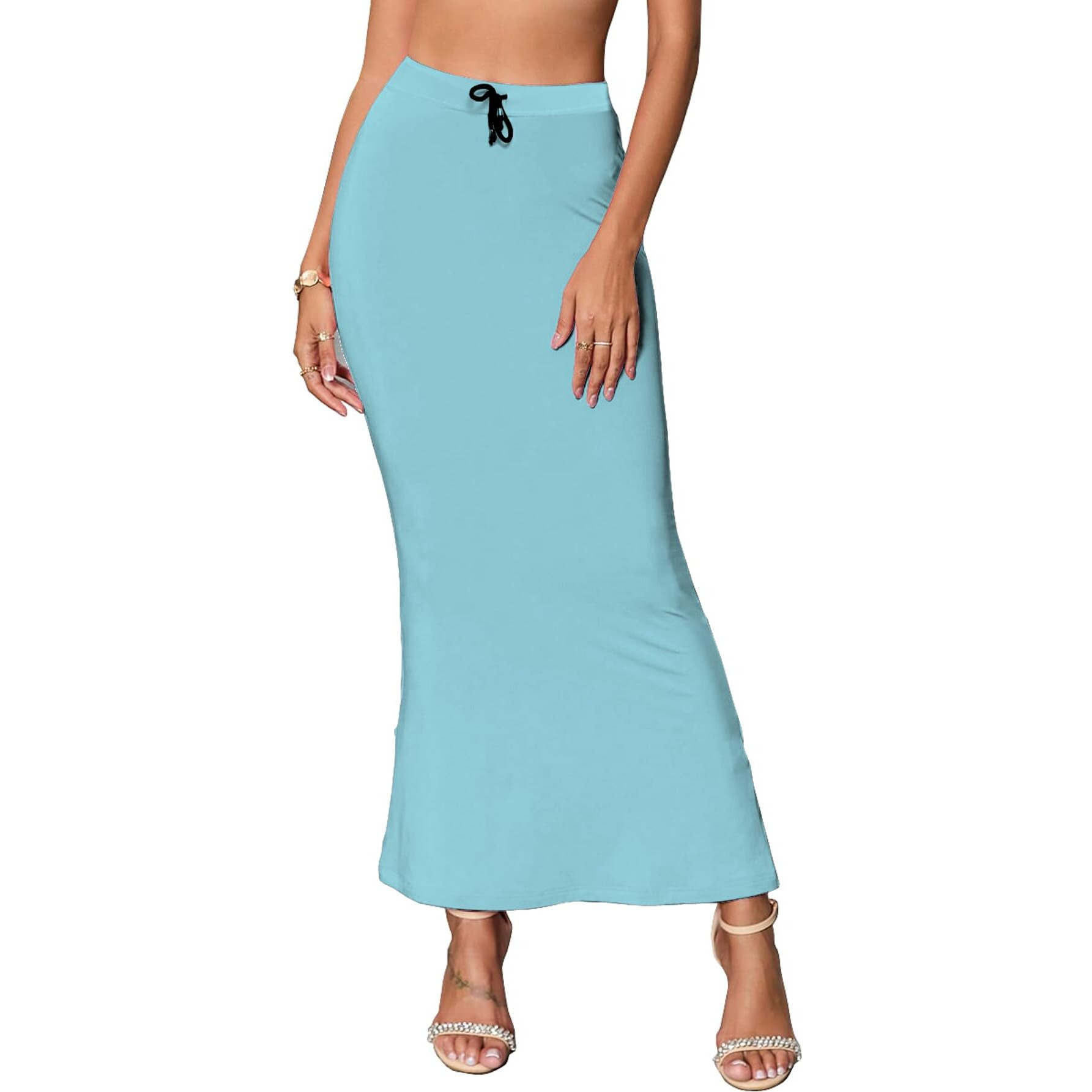 Sugathari Traditional Sea Green Micro Fiber Solid Saree Shapewear for Women (SW FISHCUT SEA M)