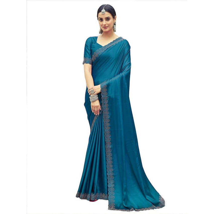 Satrani Womens Silk Saree (3431S290N_Teal)