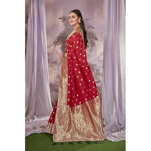 MANOHARI Banarasi Silk Woven Saree With Heavy Embroidery Blouse Piece_Mn1901 - Women, Red