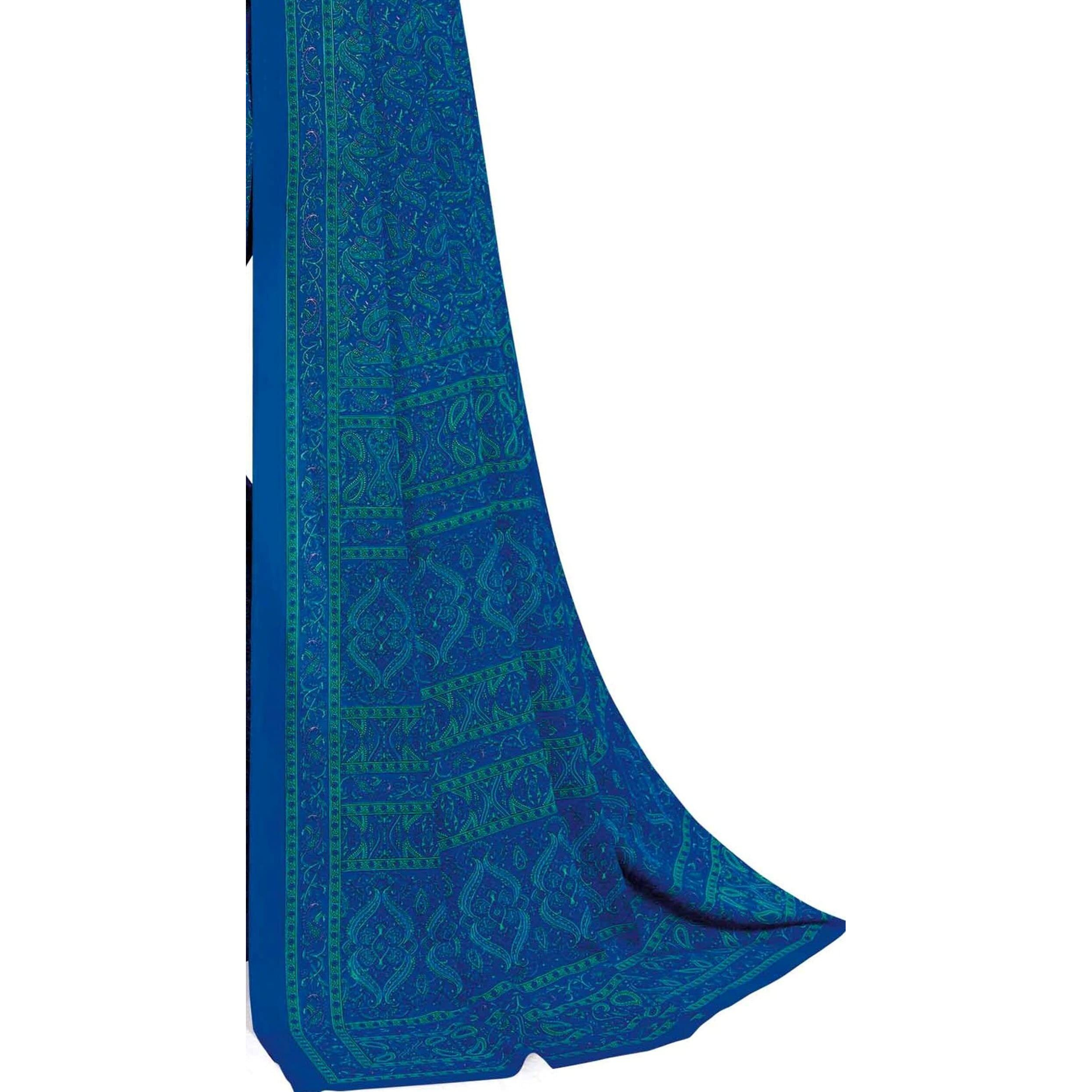 Miraan Womens Silk Blend Saree with Blouse Piece (BANISA1602, Blue)