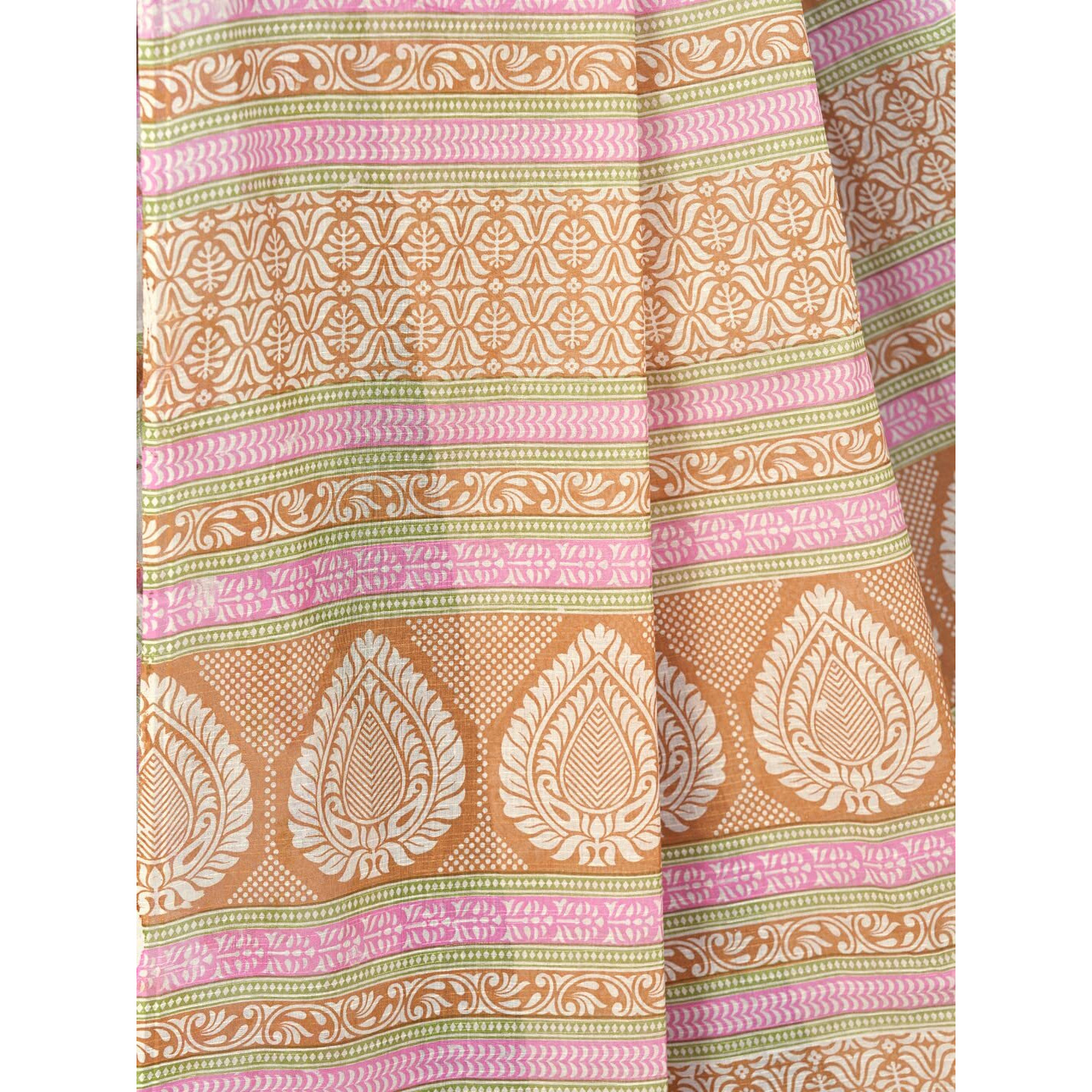 RATAN Pure Cotton Printed Mulmul Saree for Women with Blouse Piece (FBR-BP-3664_Cream)