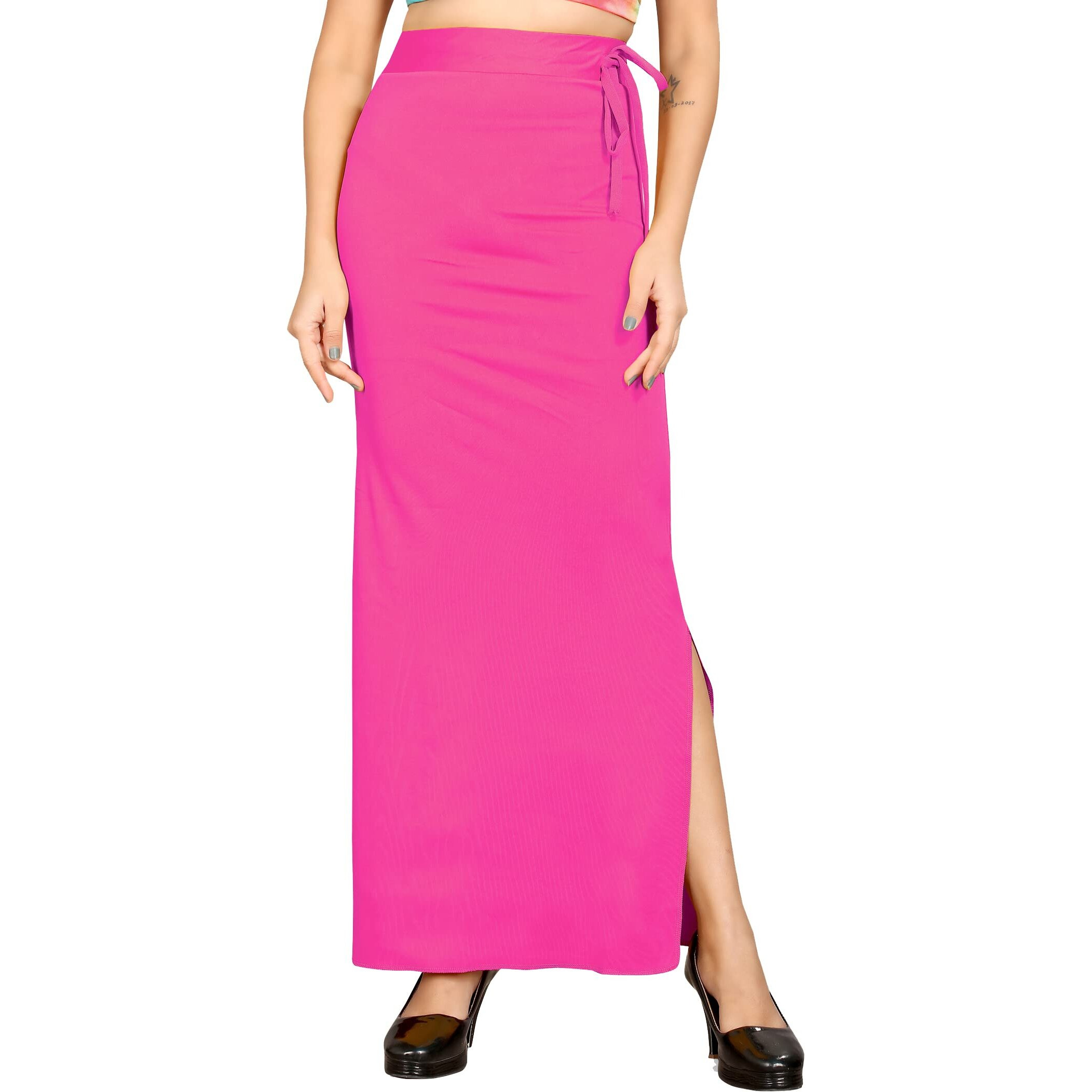 Shasmi Women Solid Saree Shapewear (Soft Shapewear) (S, Drak Pink)