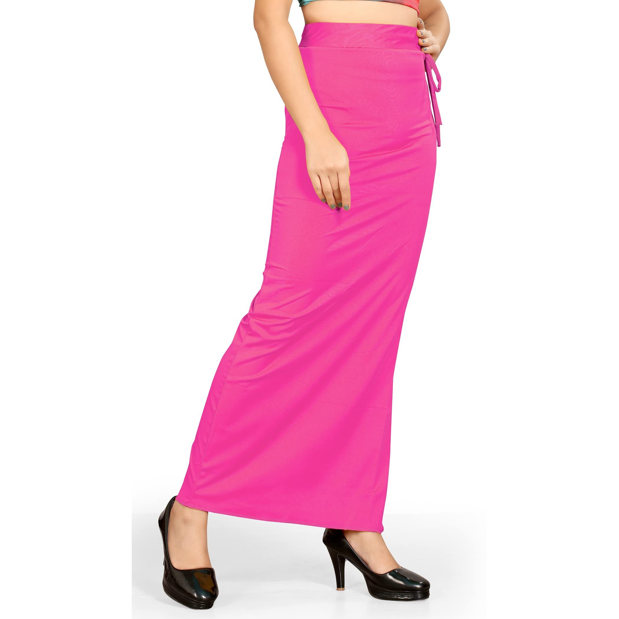 Shasmi Women Solid Saree Shapewear (Soft Shapewear) (S, Drak Pink)