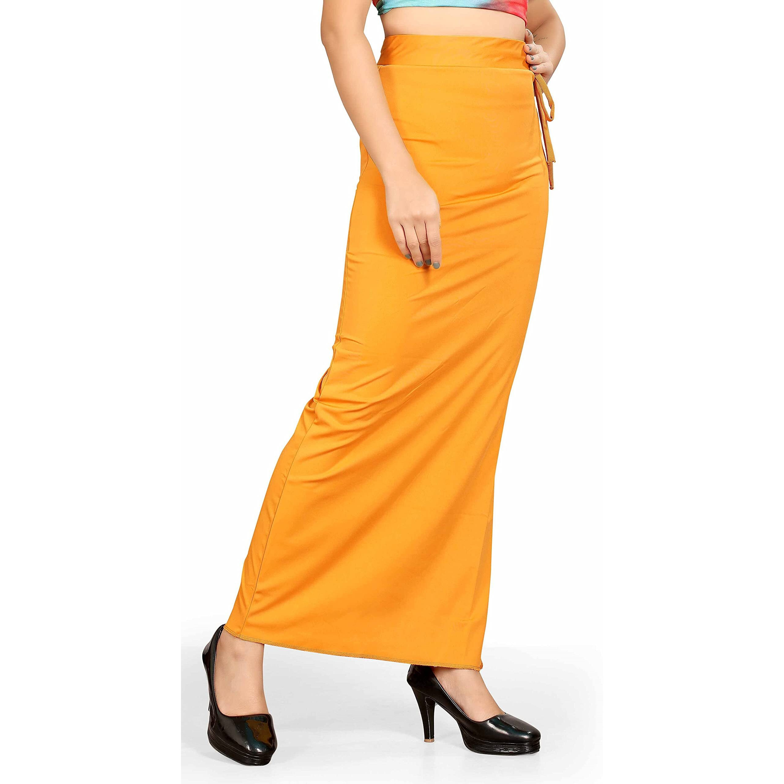 Shasmi Women Solid Saree Shapewear (Soft Shapewear) (2XL, Mustard)