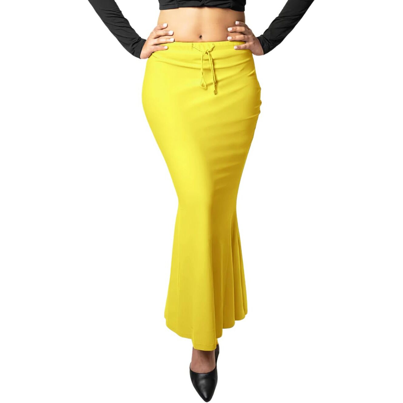 BUYONN Saree Shapewear for Women Petticoat for Women Lycra Shapewear for Saree Yellow