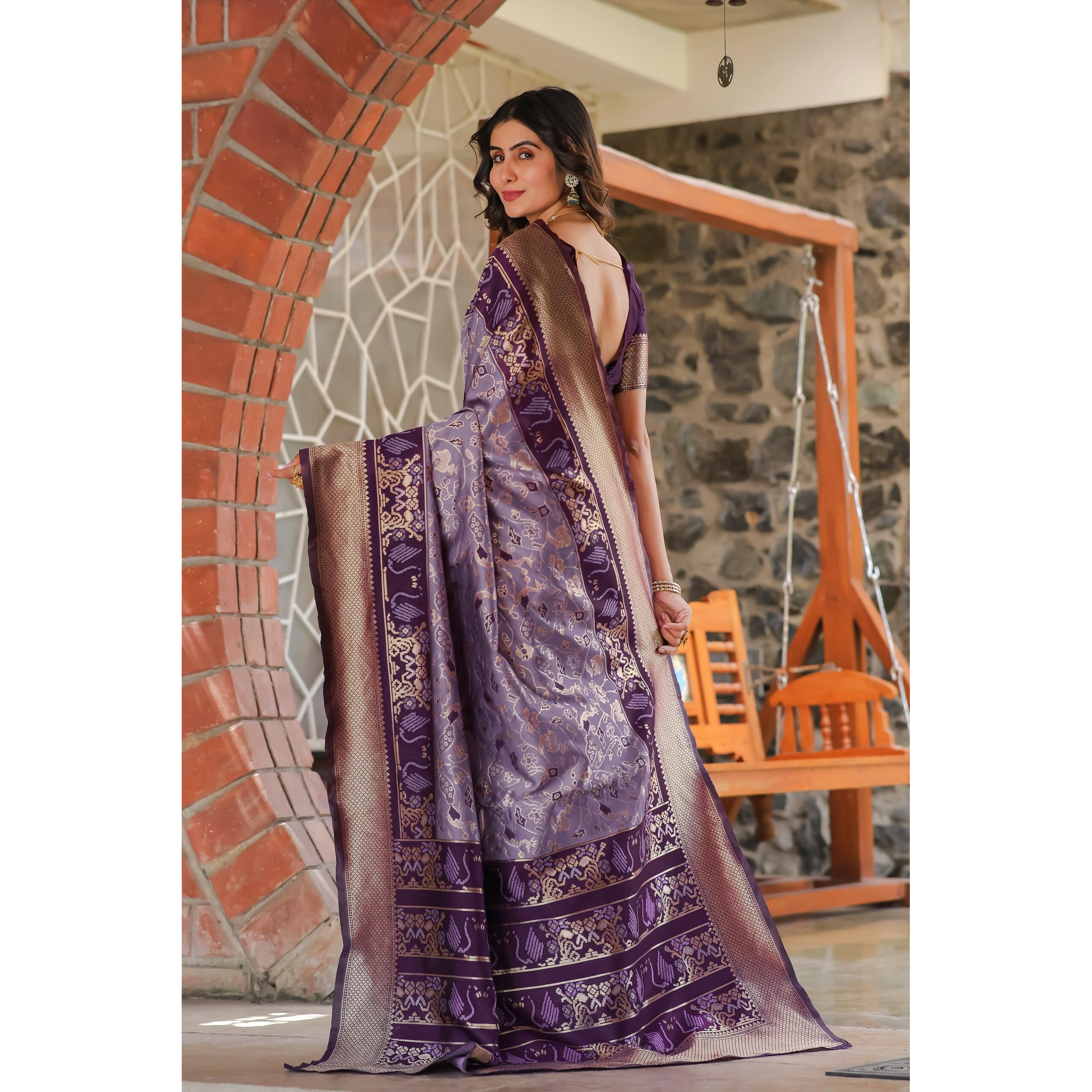 Leriya Fashion Womens Pure Jacquard Banarasi Kanjivarm Cotton Silk Saree with Blouse Piece | Saree (Purple)