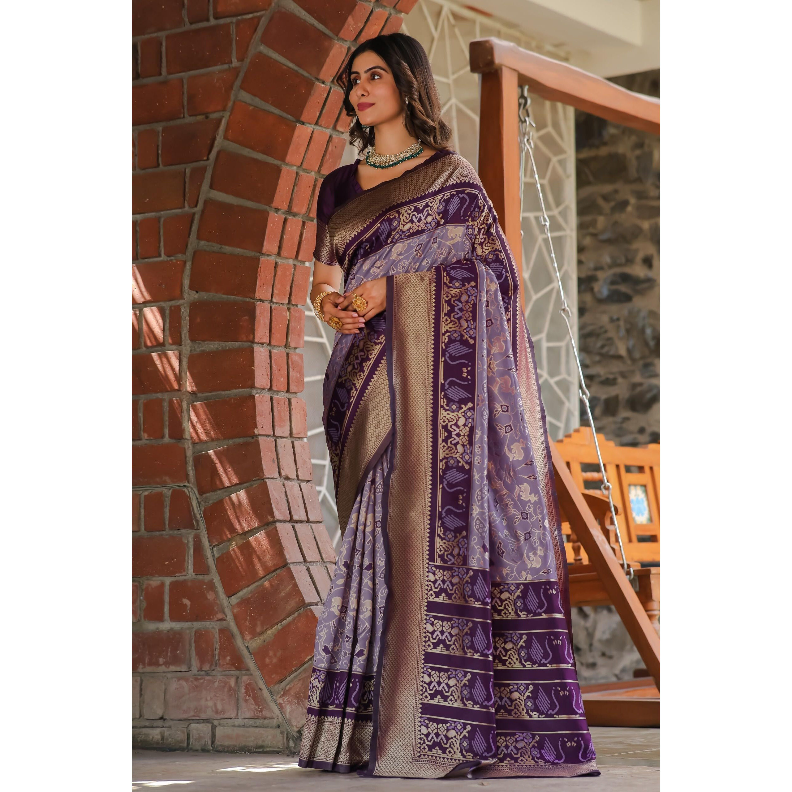 Leriya Fashion Womens Pure Jacquard Banarasi Kanjivarm Cotton Silk Saree with Blouse Piece | Saree (Purple)