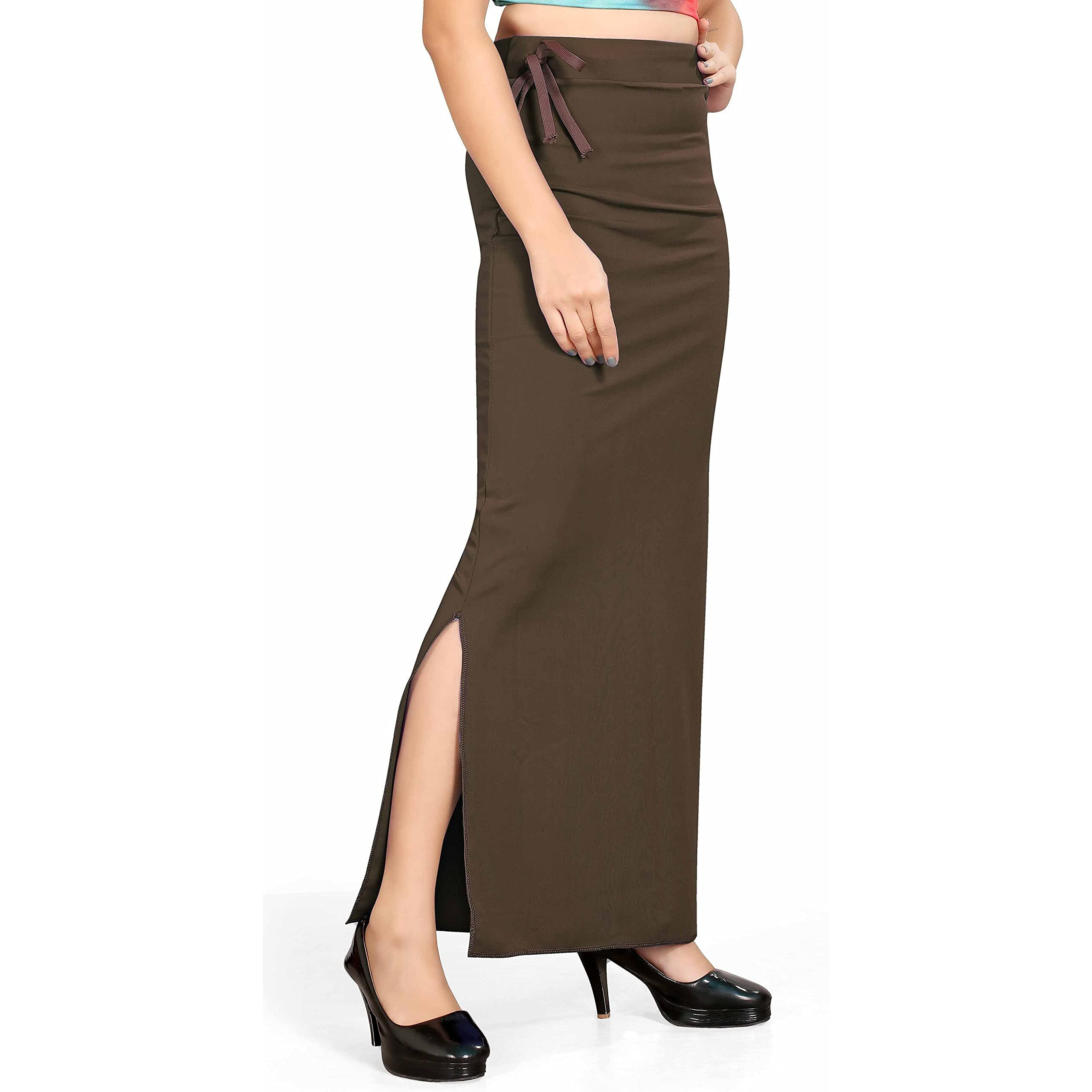 Shasmi Women Solid Saree Shapewear (Soft Shapewear) (2XL, Brown)