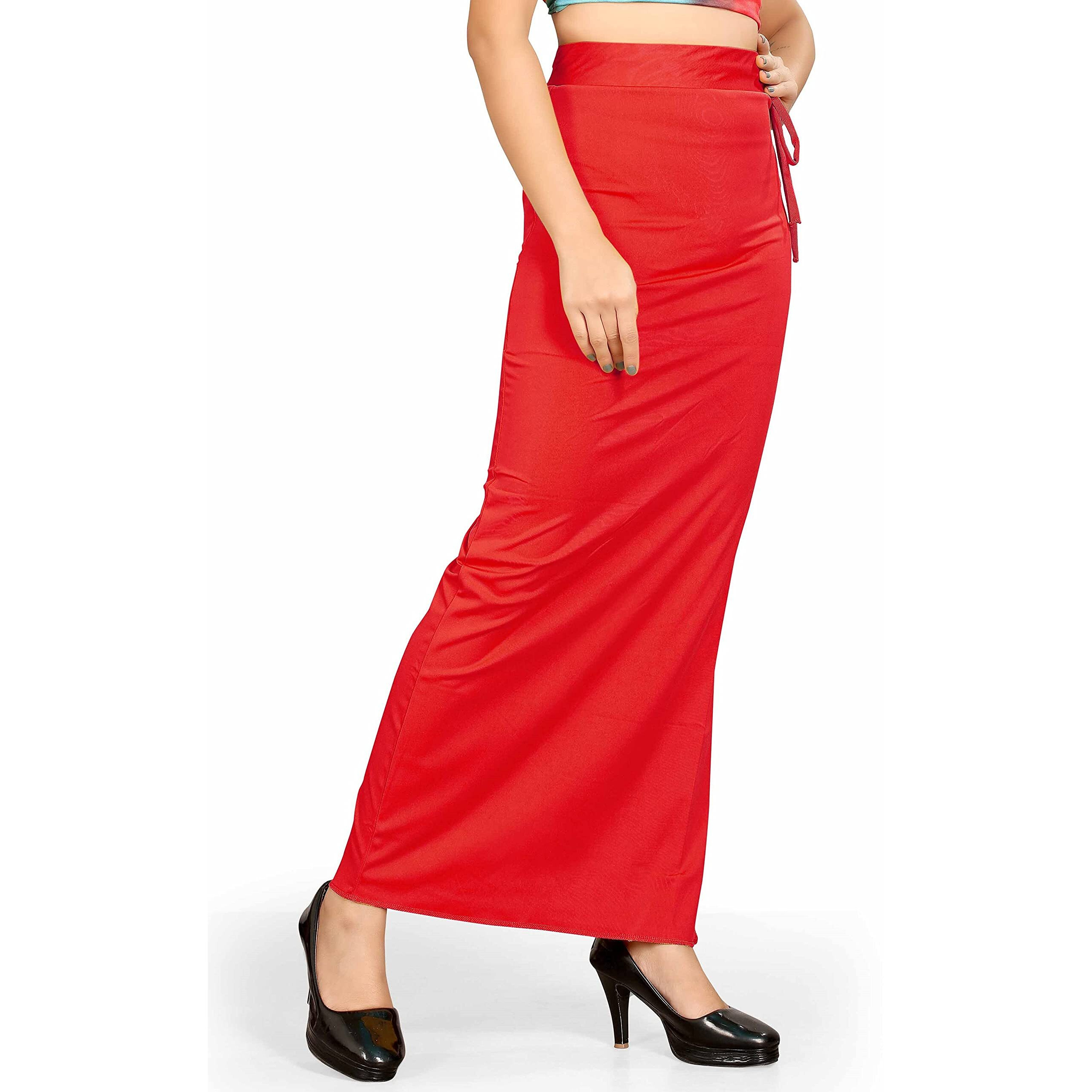 Shasmi Women Solid Saree Shapewear (Soft Shapewear) (2XL, Red)