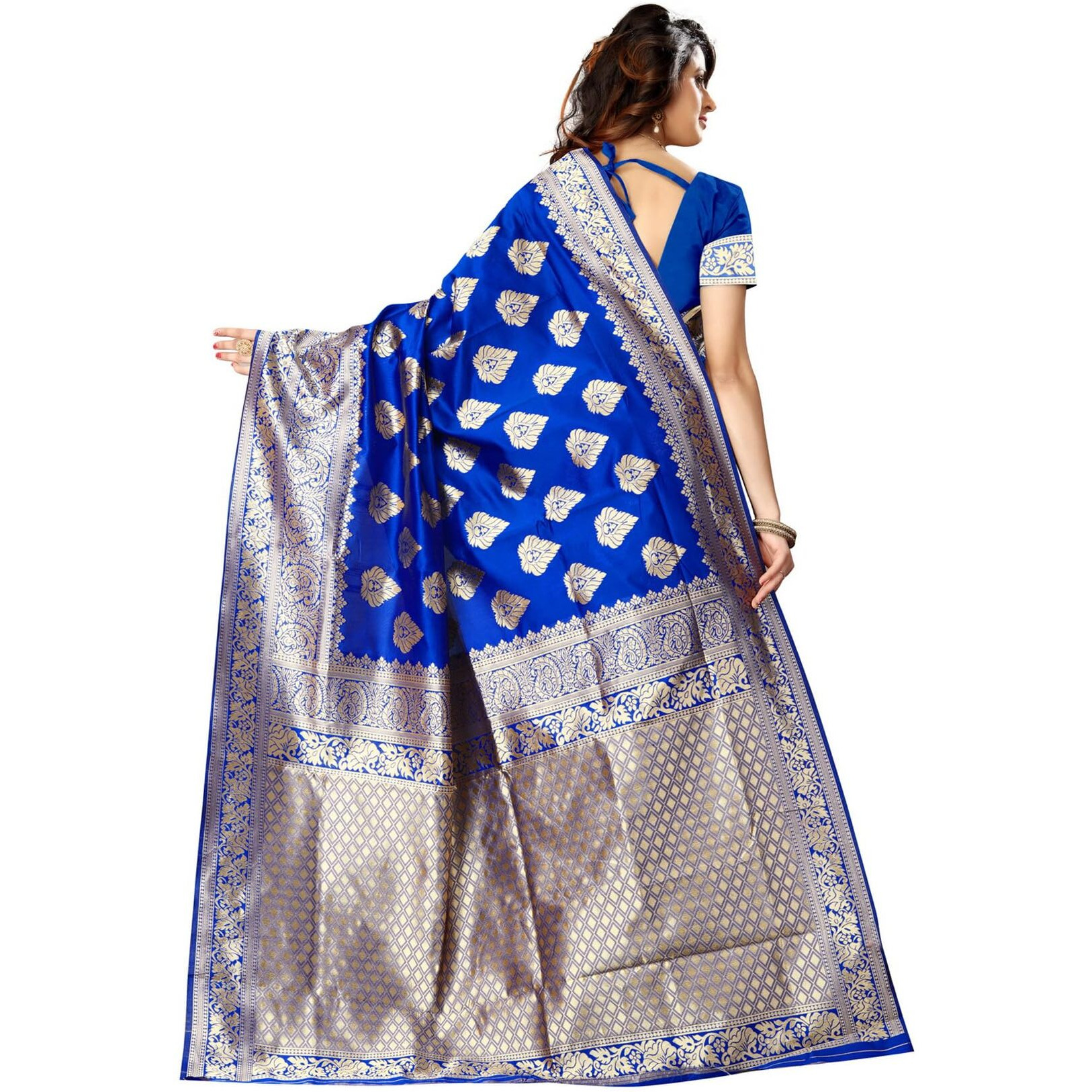 Sugathari Womens Banarasi Saree Pure Kanjivaram Silk Saree Soft new ladies 2023 Design Wear Pattu Sarees Latest Cotton Party Sari collections With Blouse Piece for Wedding sadi (SAM PARI-24 R BLUE)