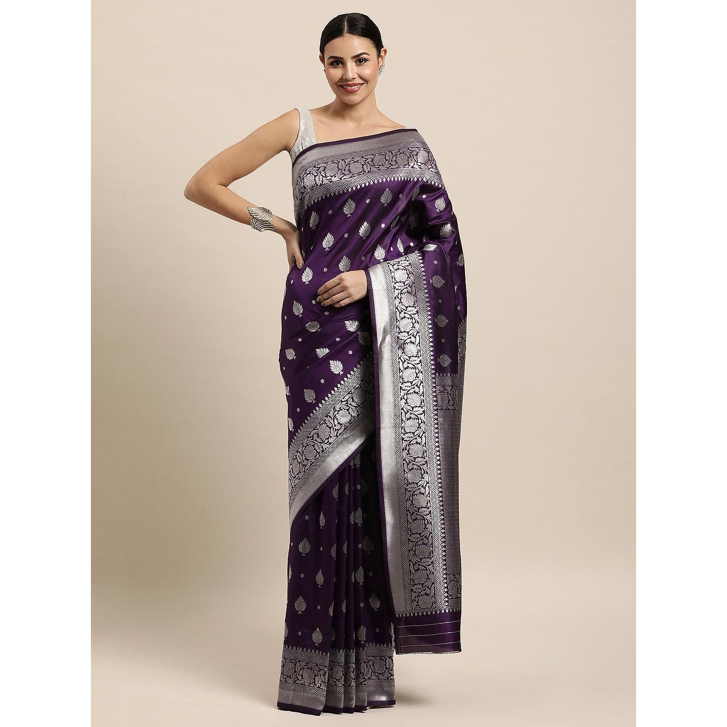 AMIRAT Clothing Womens Banarasi Saree Pure Kanjivaram Silk Saree Pattu Sarees Latest Cotton Party Sari collections With Blouse Piece (Wine)