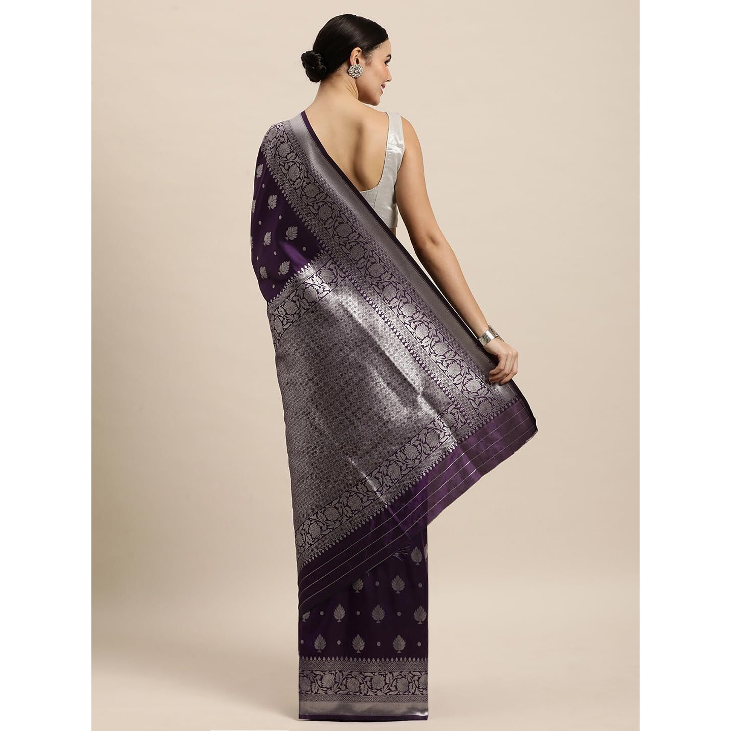 AMIRAT Clothing Womens Banarasi Saree Pure Kanjivaram Silk Saree Pattu Sarees Latest Cotton Party Sari collections With Blouse Piece (Wine)