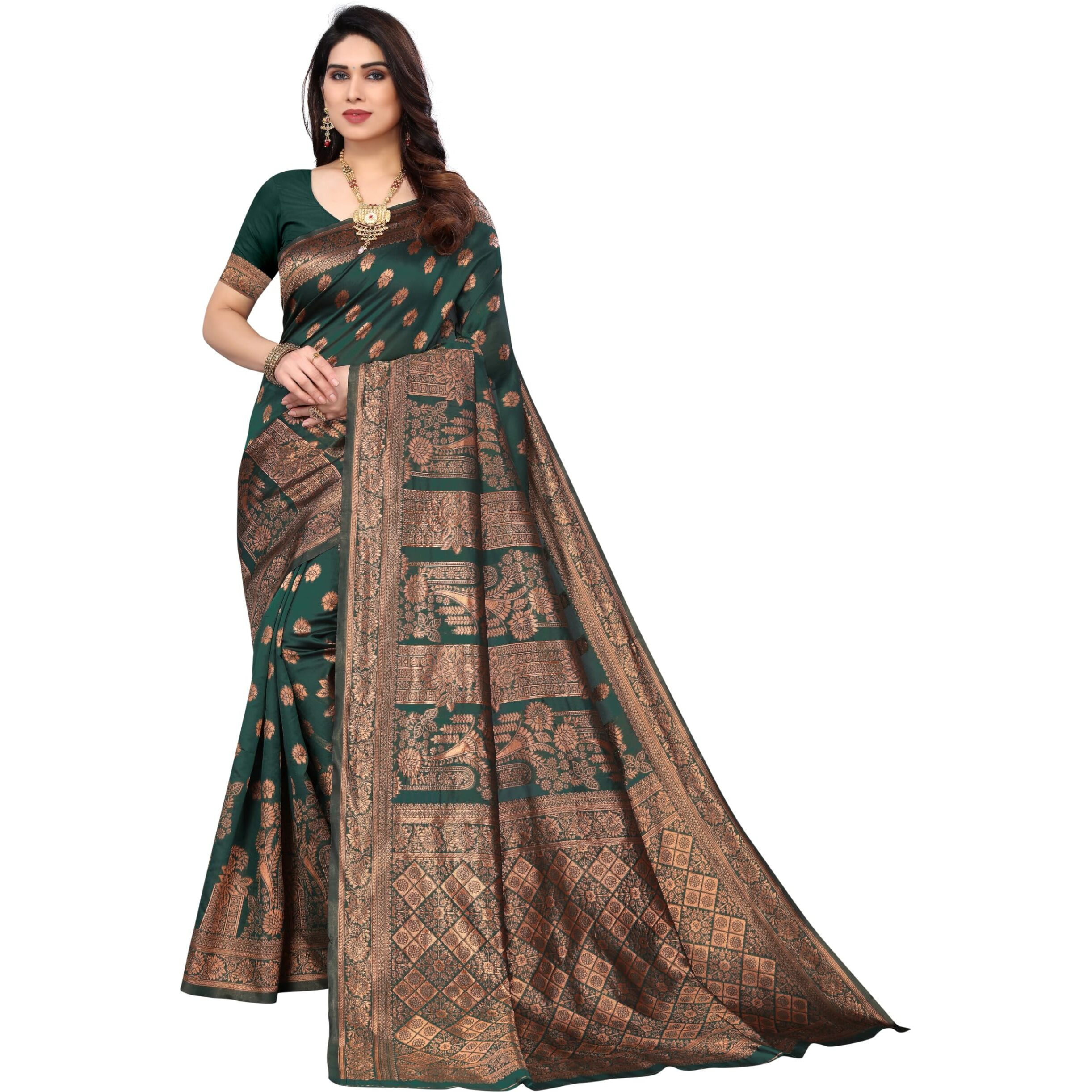 SHIVANAA Womens Jacquard Saree With Blouse Piece||Saree For Women||Trendy Saree