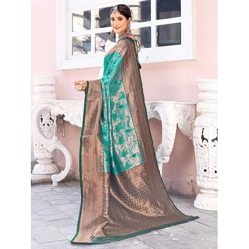 GRECIILOOKS Womens Jacquard Cotton Silk Saree (GL-S2365-GREEN)