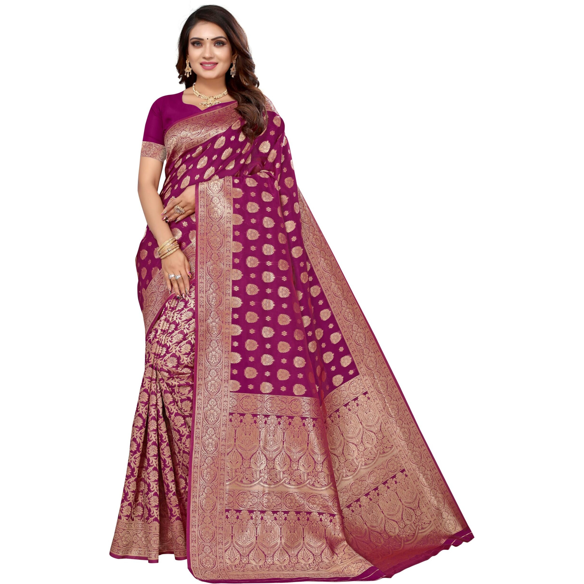 SHIVANAA Womens Jacquard Saree With Blouse Piece||Saree For Women||Designer Saree