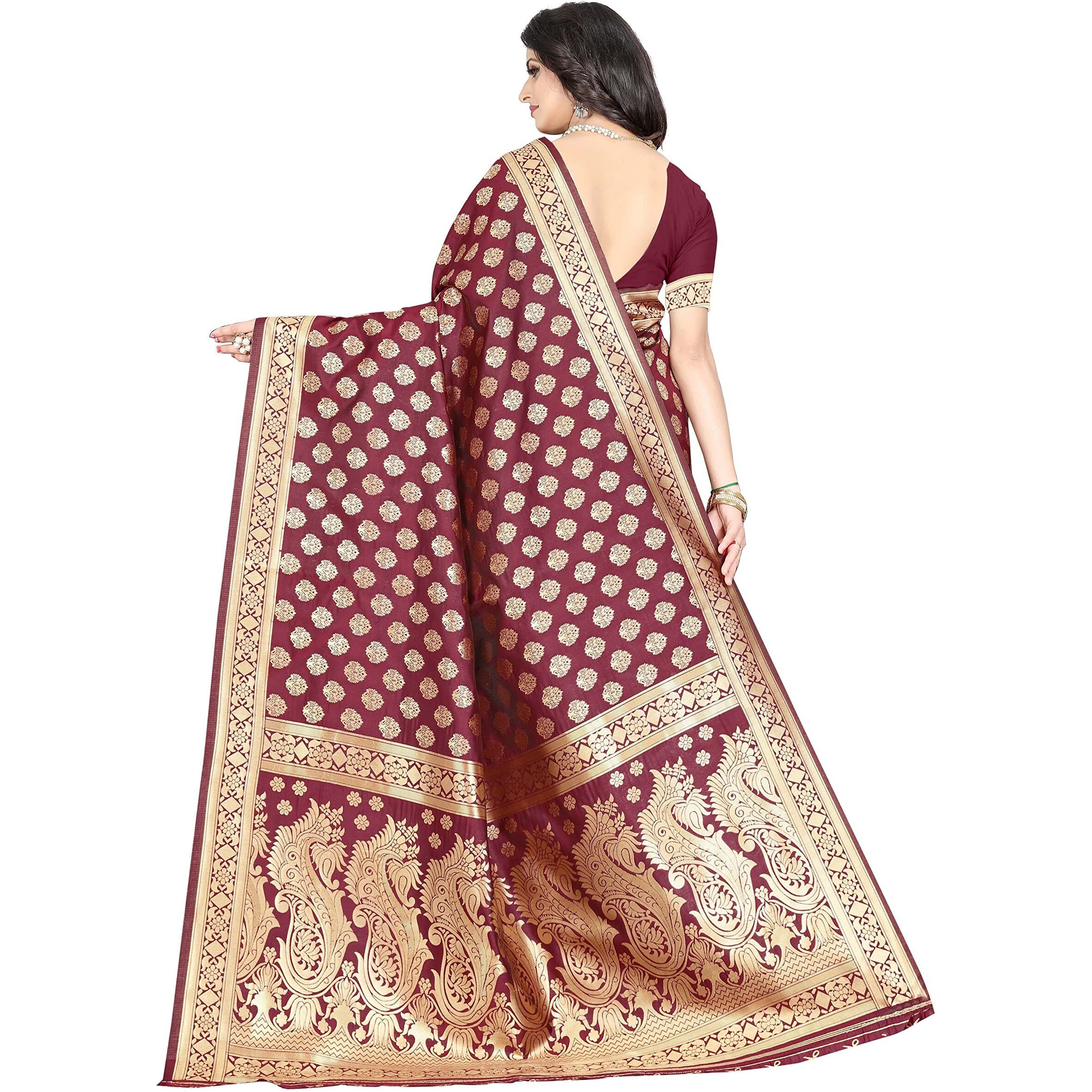 Sugathari Womens Art Silk Maroon Kanchipuram Saree (SAN PARI 72 MAROON)