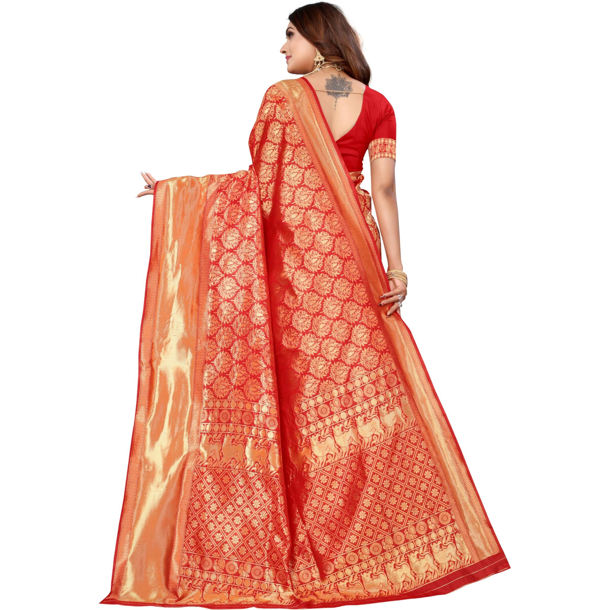 SHIVANAA Womens Jacquard Saree With Blouse Piece||Saree For Women||Designer Saree