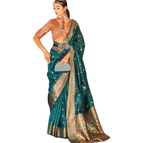 GRECIILOOKS Womens Cotton Silk Floral Regular Saree (GL-S2334_Rama_Free)