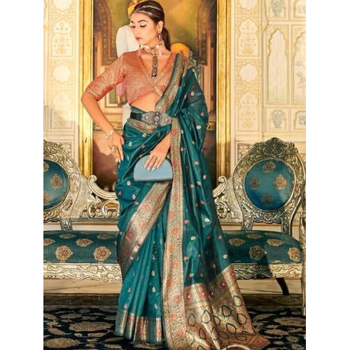 GRECIILOOKS Womens Cotton Silk Floral Regular Saree (GL-S2334_Rama_Free)