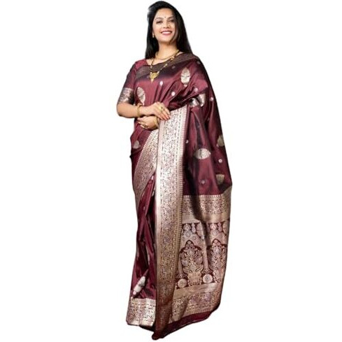 GRECIILOOKS Womens Jacquard Cotton Silk Saree (GL-S2375-MAROON)