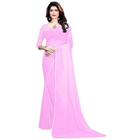 Sidhidata Textile Womens Georgette Saree With Unstitched Blouse Piece (Rose Pink)