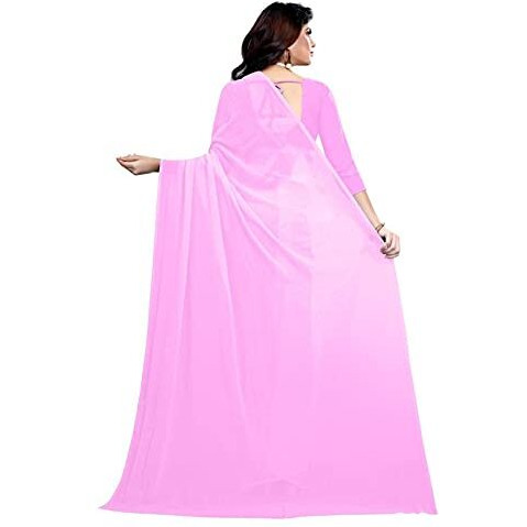 Sidhidata Textile Womens Georgette Saree With Unstitched Blouse Piece (Rose Pink)