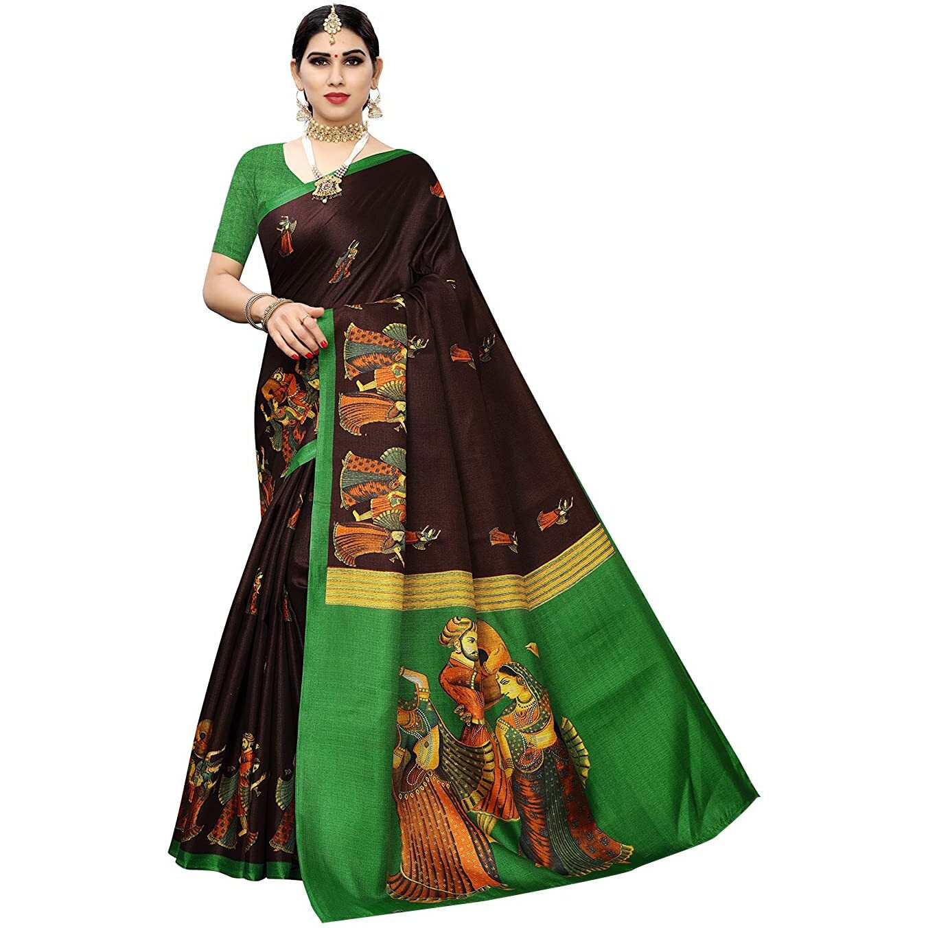 YASHIKA Women Art Silk Sarees SDPL-SDPL-RAJARANI COFFEE