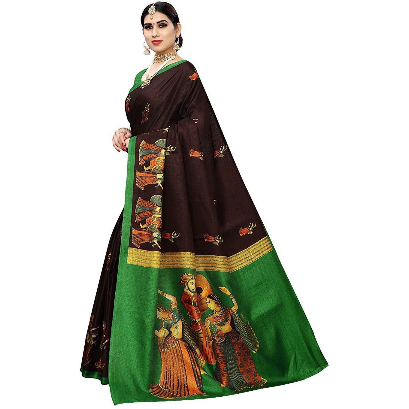 YASHIKA Women Art Silk Sarees SDPL-SDPL-RAJARANI COFFEE