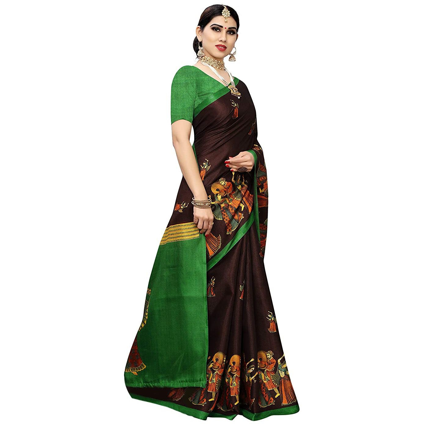 YASHIKA Women Art Silk Sarees SDPL-SDPL-RAJARANI COFFEE