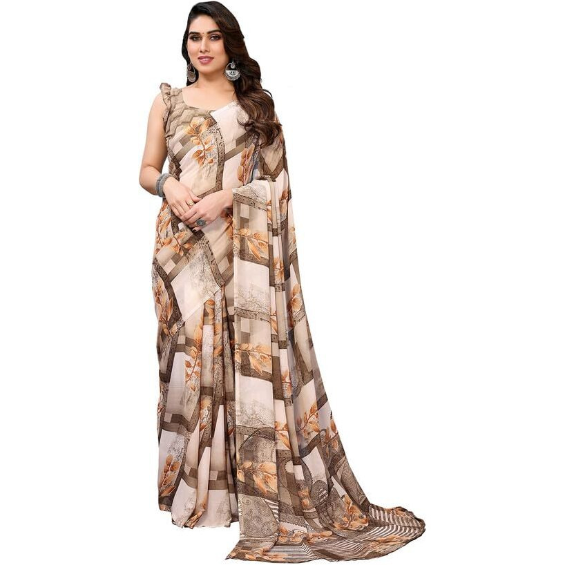 Satrani Womens Pure Georgette Saree (3112S2159N_Beige11)