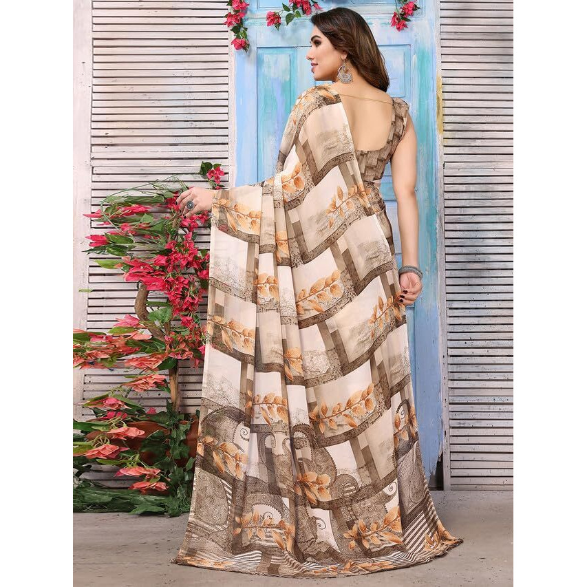 Satrani Womens Pure Georgette Saree (3112S2159N_Beige11)