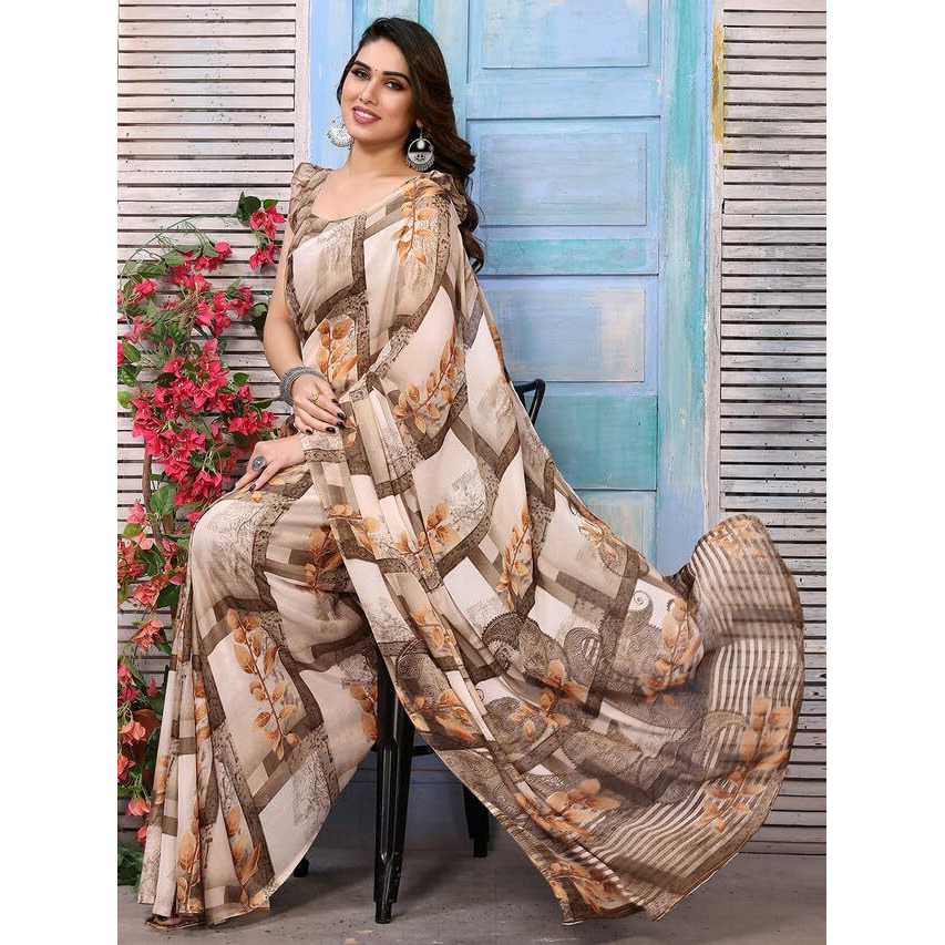 Satrani Womens Pure Georgette Saree (3112S2159N_Beige11)