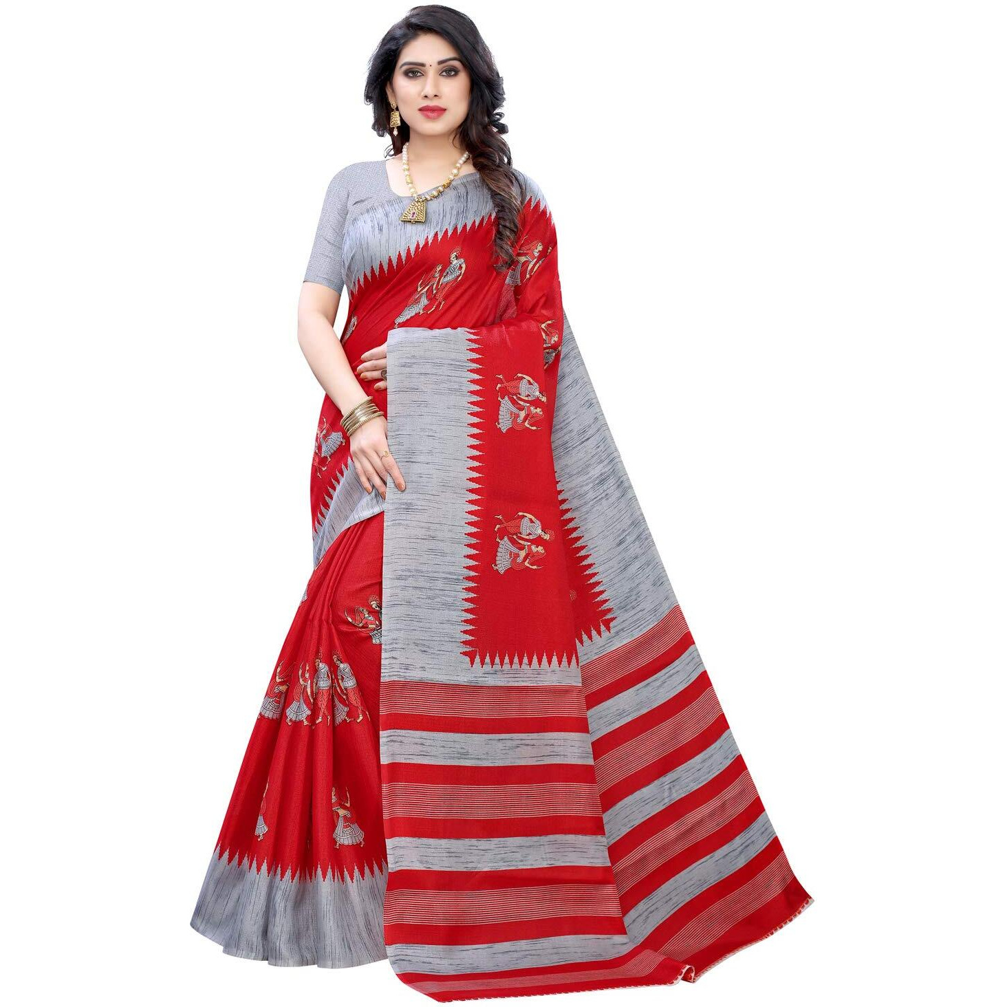 Satrani Womens Art Silk Saree (1790ST474_Red)