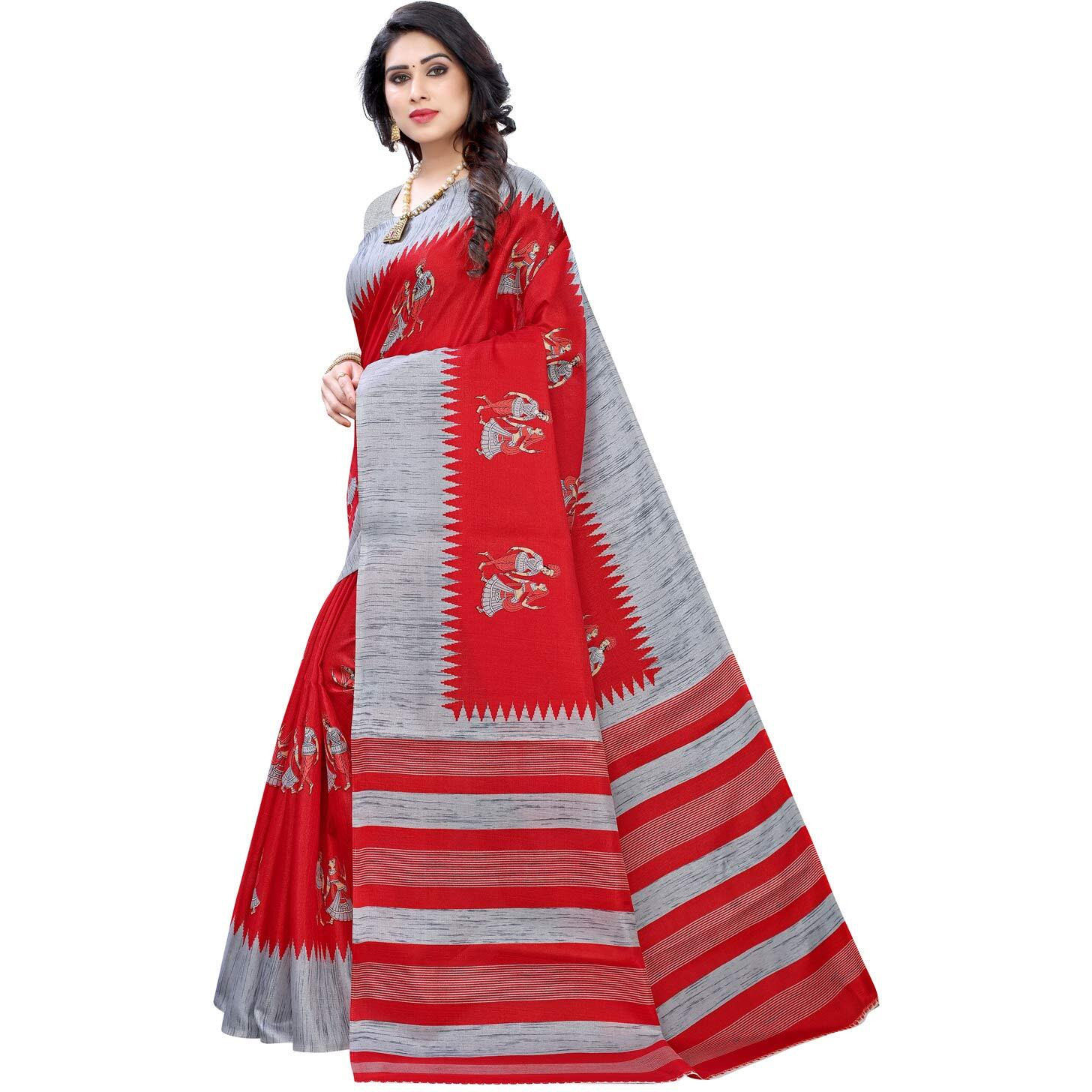 Satrani Womens Art Silk Saree (1790ST474_Red)