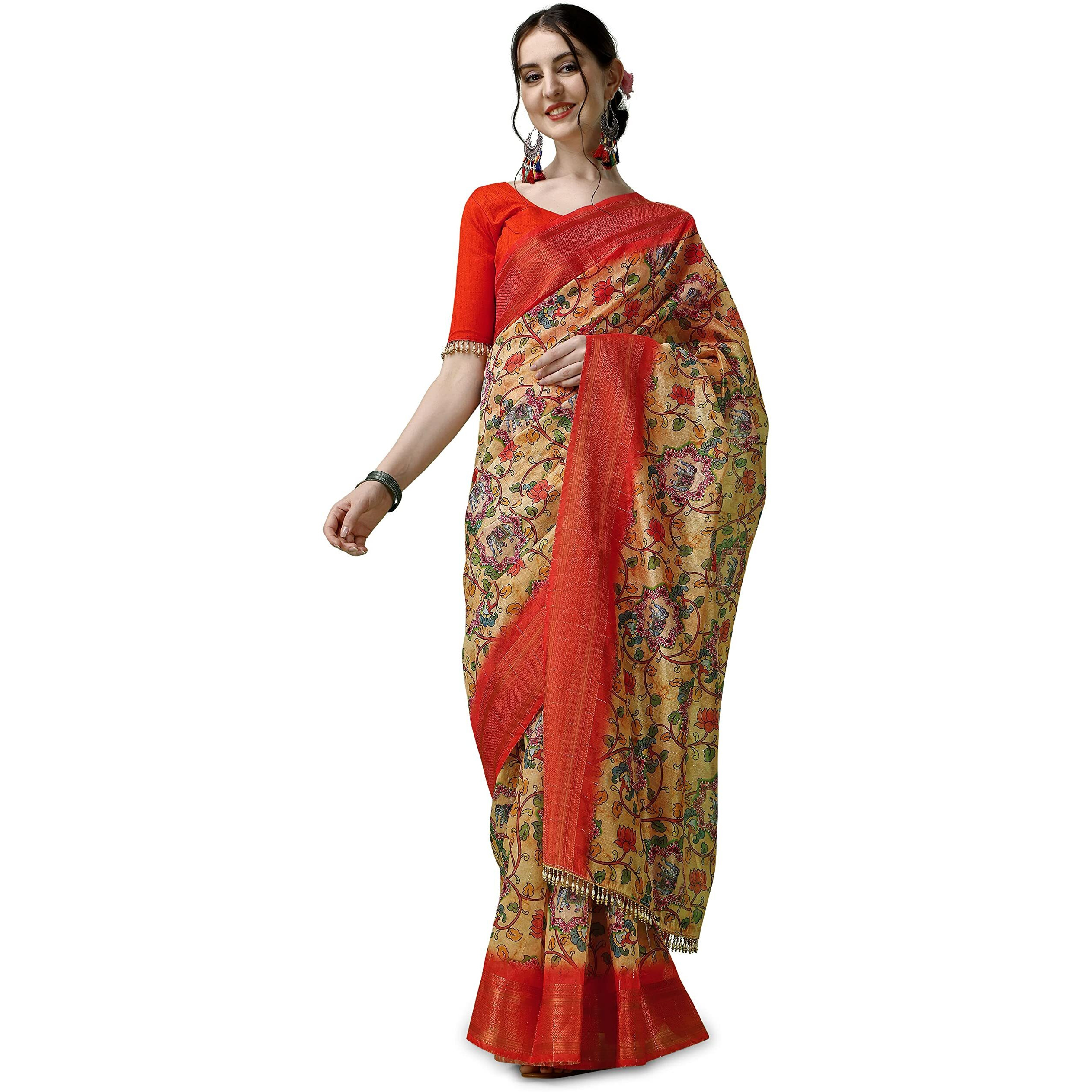 SUTRAM Printed Trendy Saree for Women With Blouse Piece_ST1773