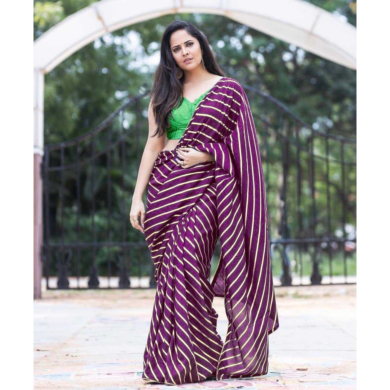 Sidhidata Textile Womens Dola Silk Foil Printed Saree With Unstitched Blouse Piece (T Wine)